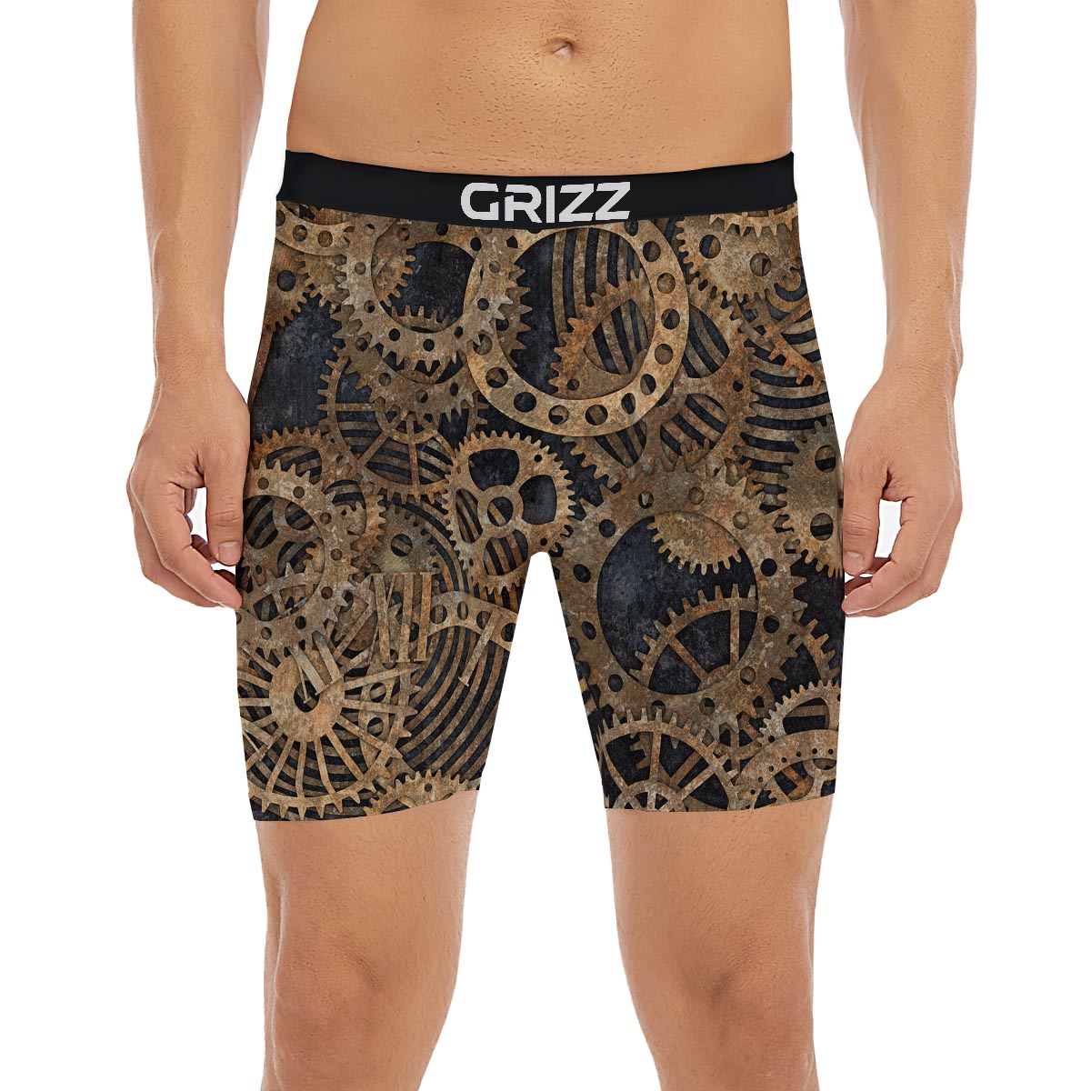 Cogs And Gears Steampunk Brass Print Boxer Briefs-grizzshop