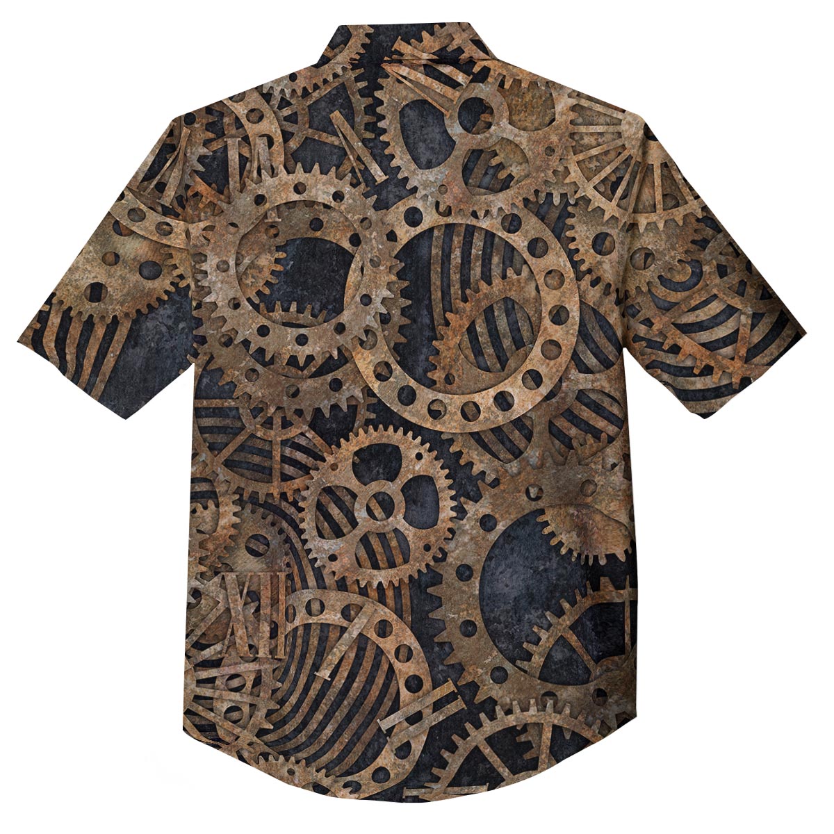 Cogs And Gears Steampunk Brass Print Button Up Shirt-grizzshop