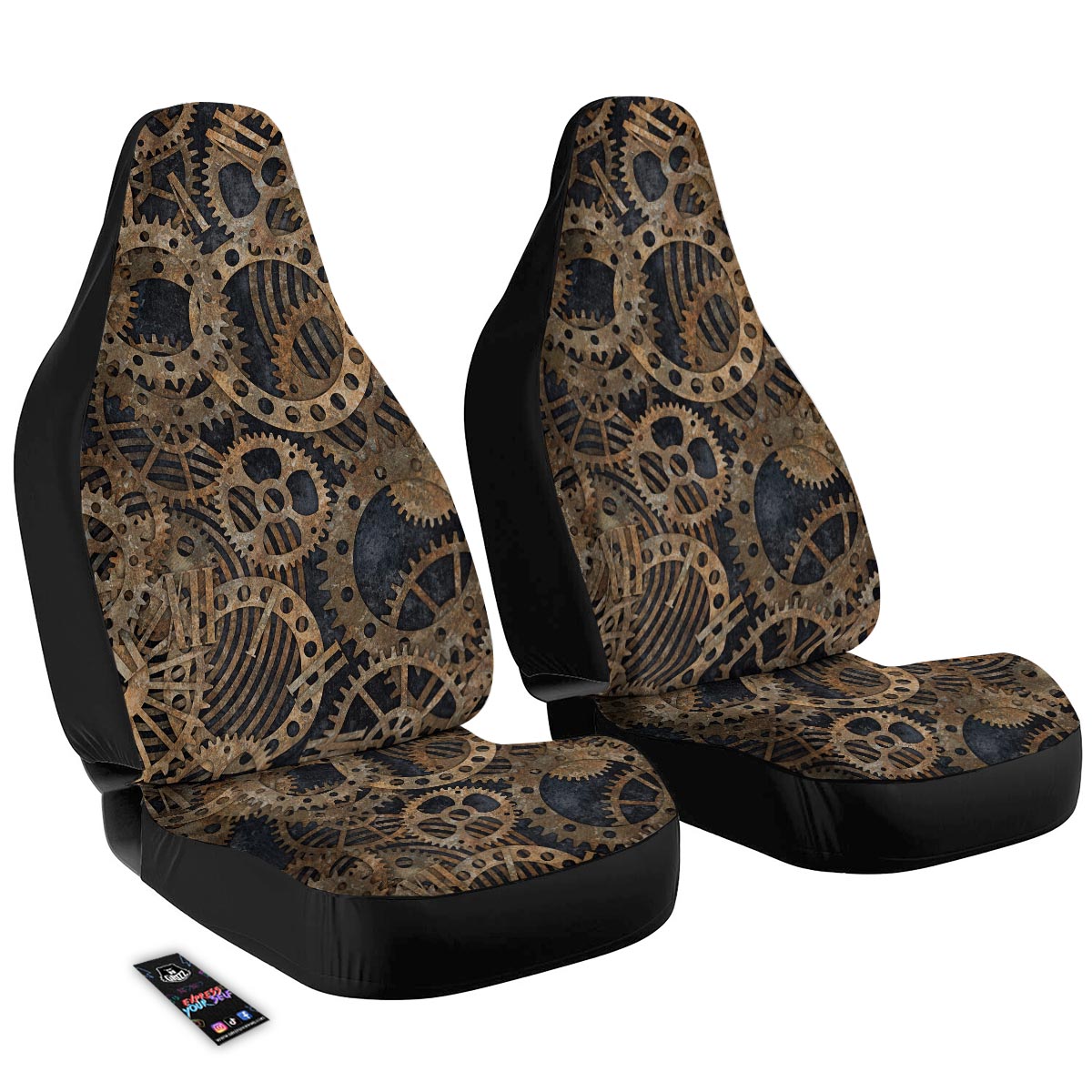 Cogs And Gears Steampunk Brass Print Car Seat Covers-grizzshop