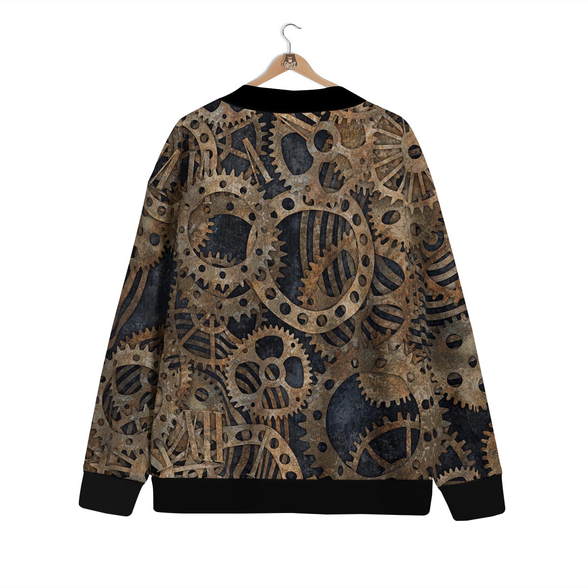 Cogs And Gears Steampunk Brass Print Cardigan-grizzshop