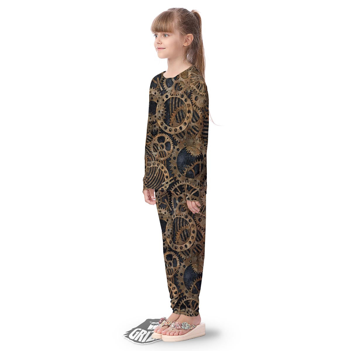 Cogs And Gears Steampunk Brass Print Kid's Pajamas-grizzshop