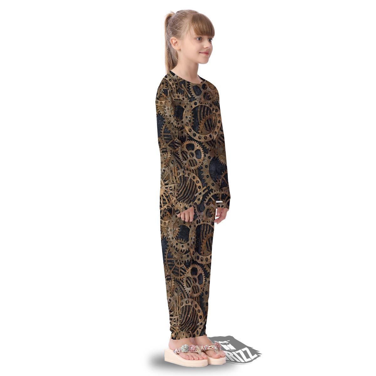 Cogs And Gears Steampunk Brass Print Kid's Pajamas-grizzshop