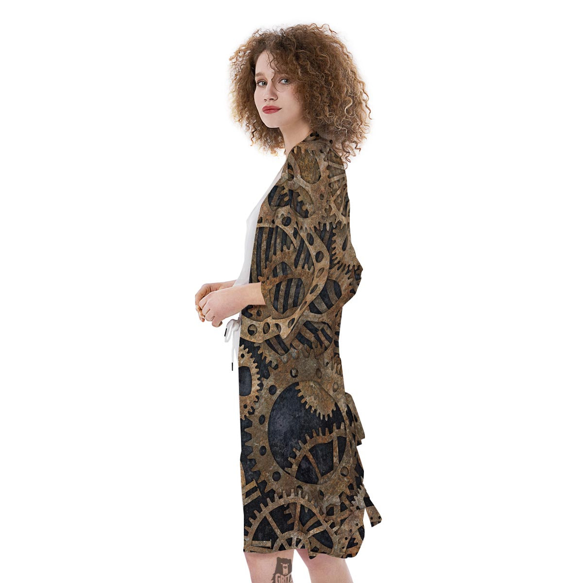 Cogs And Gears Steampunk Brass Print Kimono-grizzshop