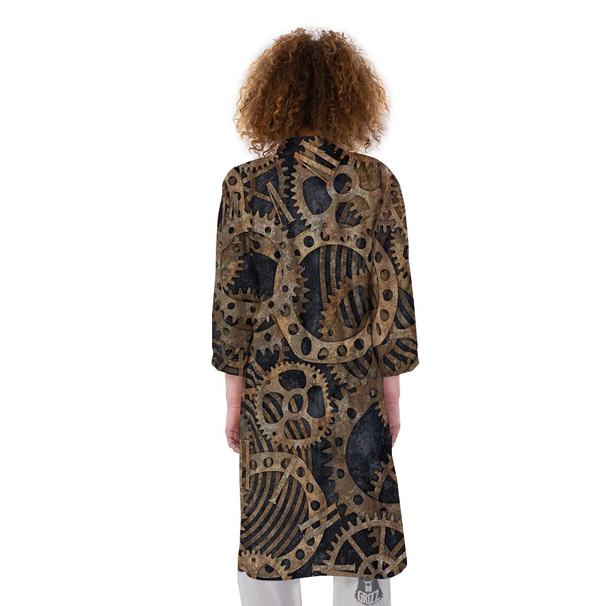 Cogs And Gears Steampunk Brass Print Kimono-grizzshop