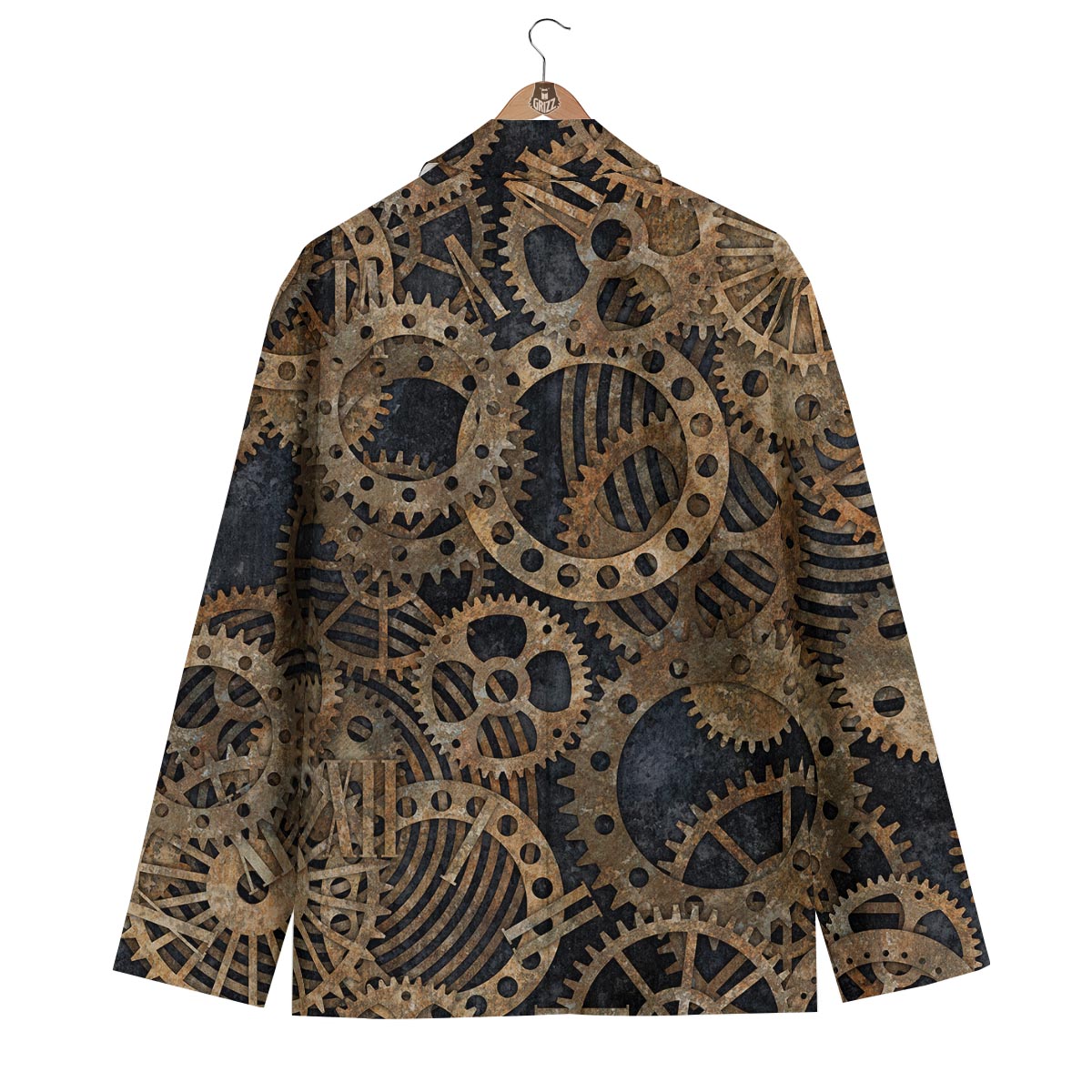 Cogs And Gears Steampunk Brass Print Men's Blazer-grizzshop