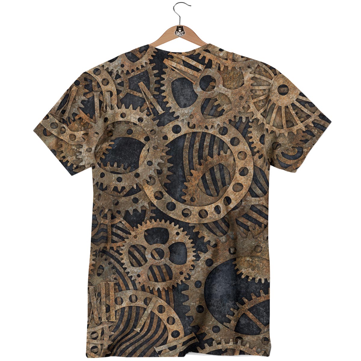 Cogs And Gears Steampunk Brass Print T-Shirt-grizzshop