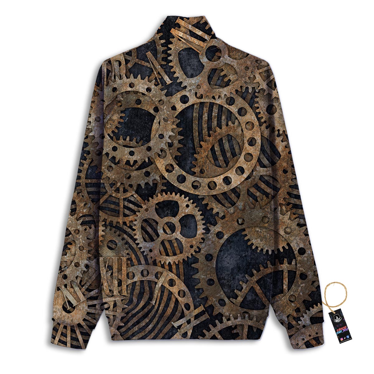 Cogs And Gears Steampunk Brass Print Track Jacket-grizzshop