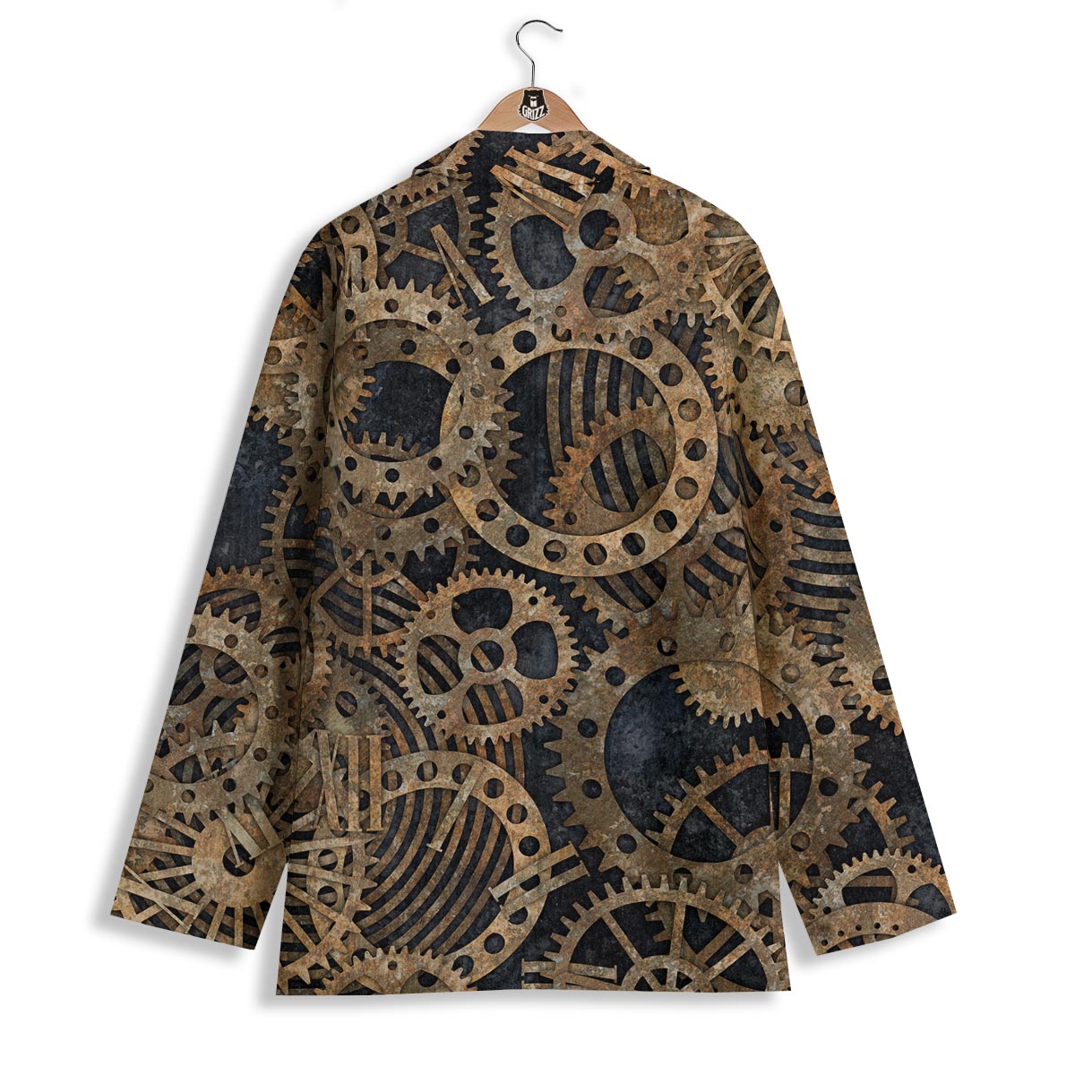 Cogs And Gears Steampunk Brass Print Women's Blazer-grizzshop