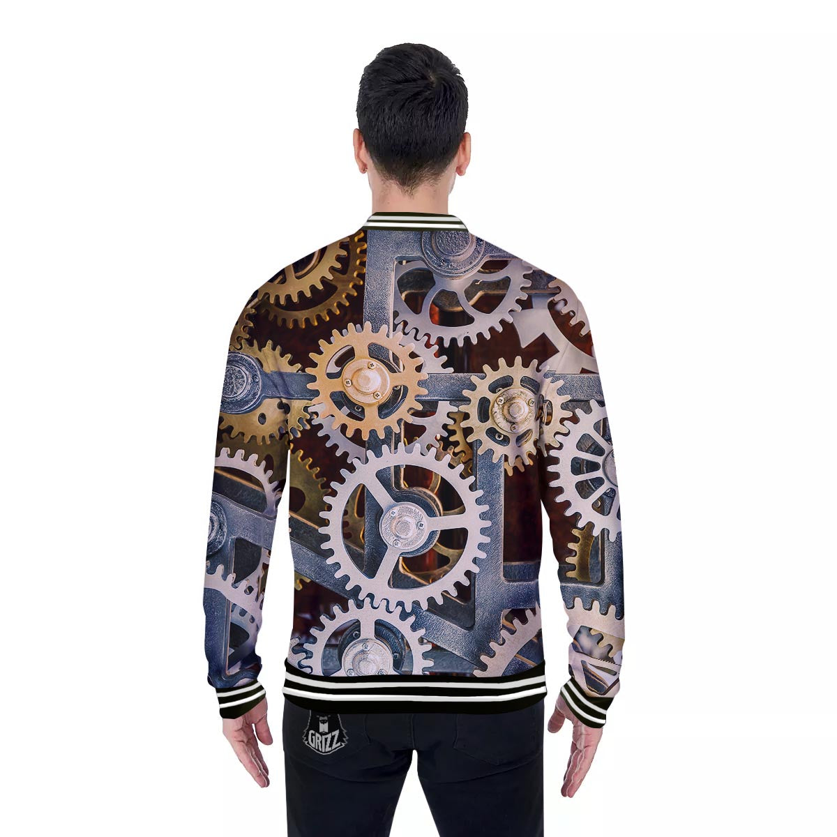Cogs And Steampunk Gears Print Baseball Jacket-grizzshop