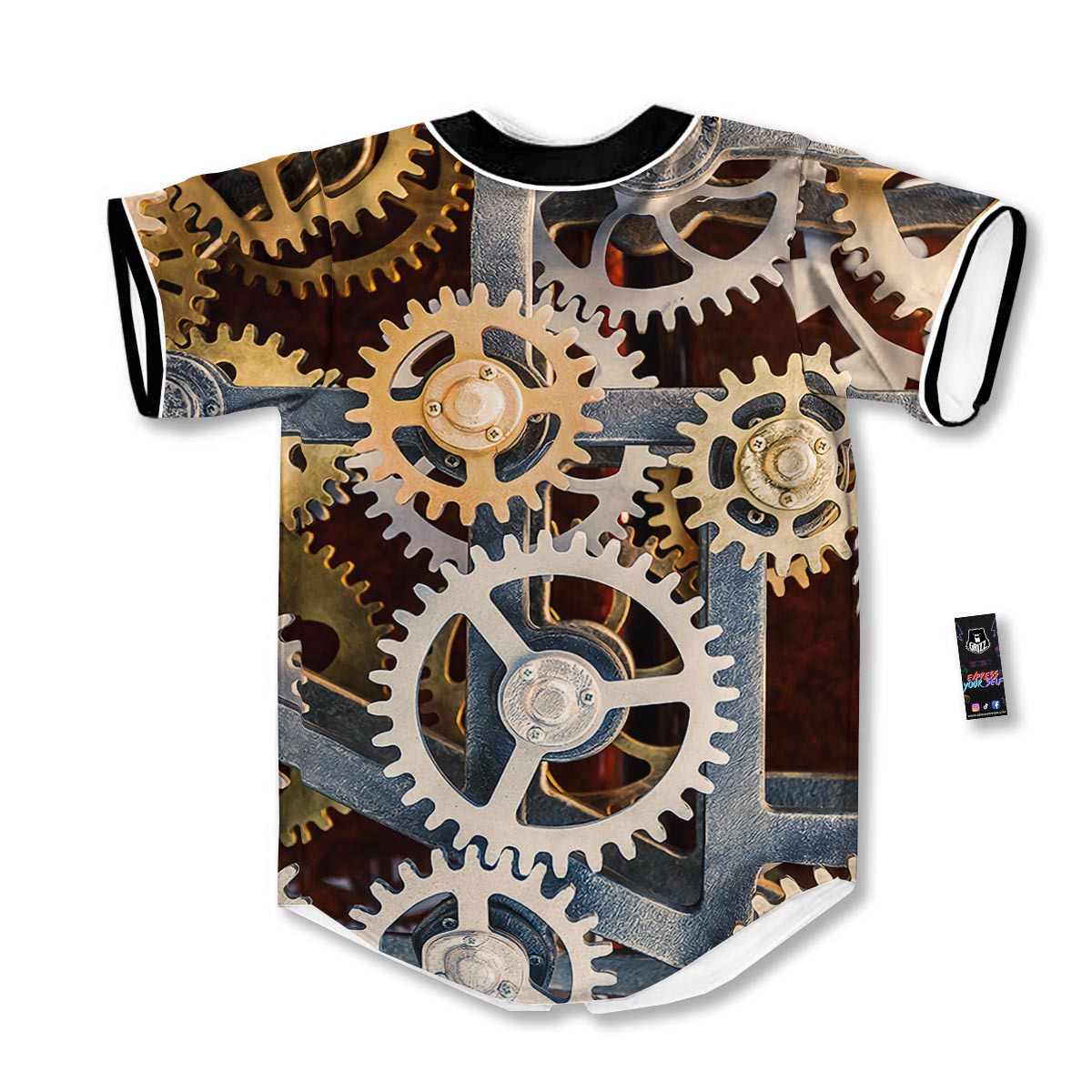 Cogs And Steampunk Gears Print Baseball Jersey-grizzshop