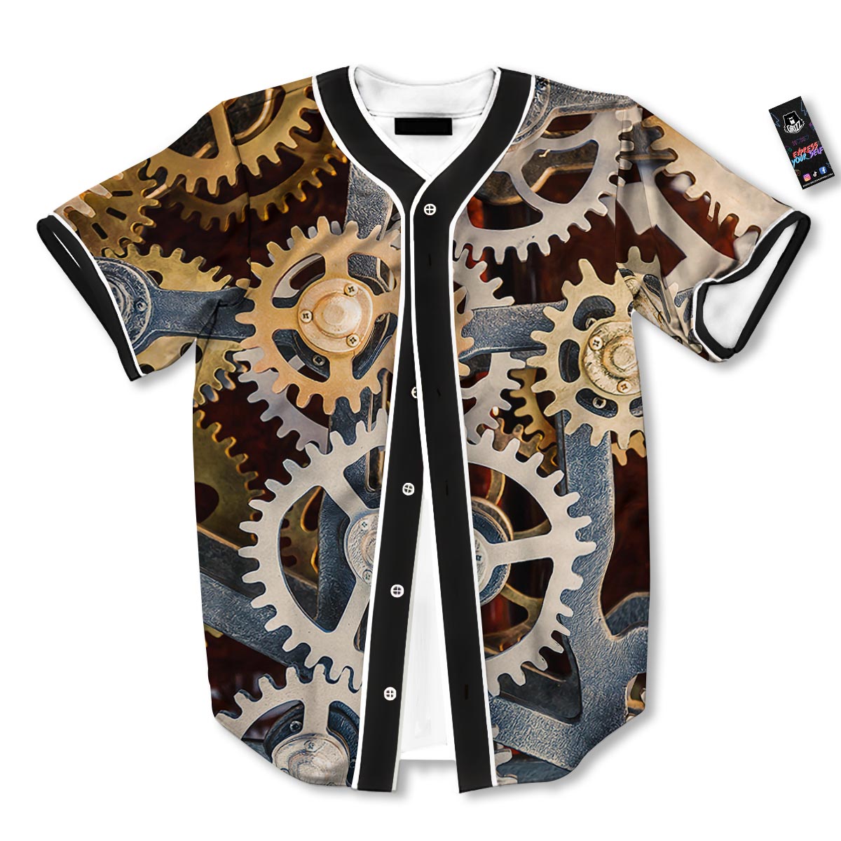 Cogs And Steampunk Gears Print Baseball Jersey-grizzshop