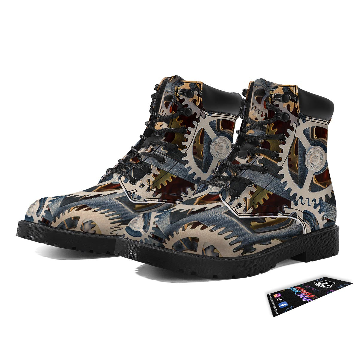 Cogs And Steampunk Gears Print Boots-grizzshop