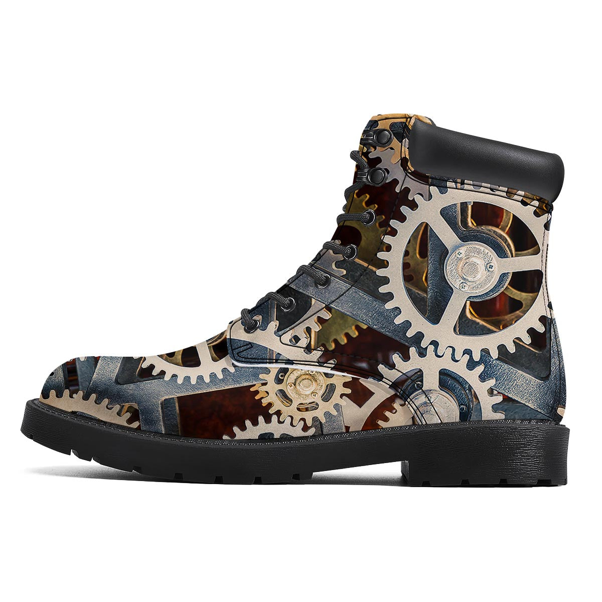 Cogs And Steampunk Gears Print Boots-grizzshop