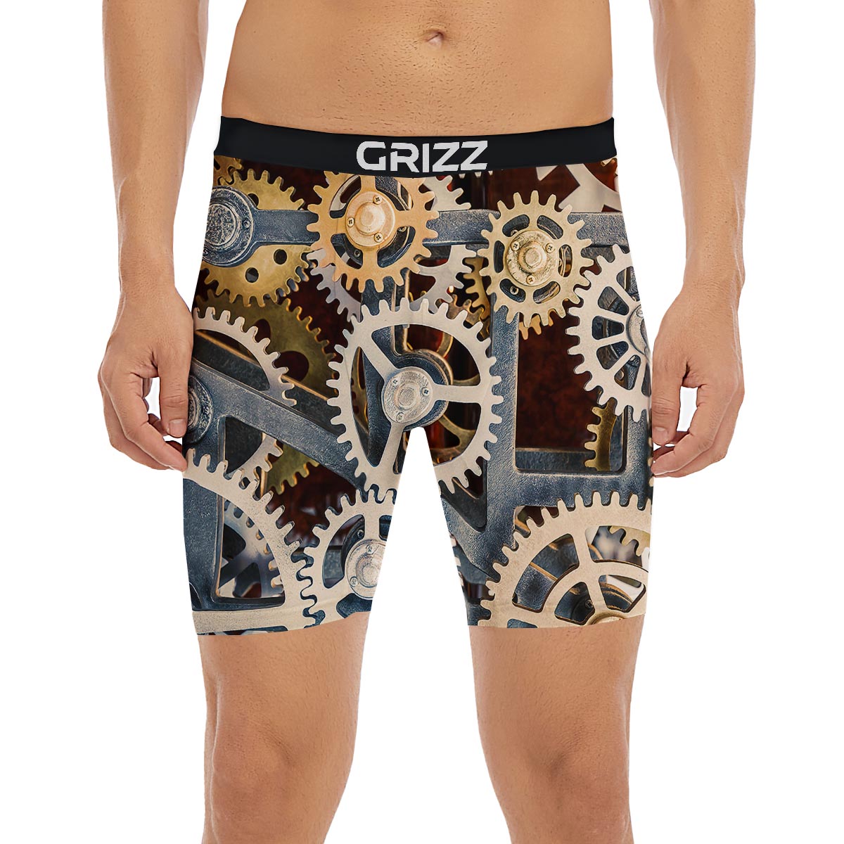 Cogs And Steampunk Gears Print Boxer Briefs-grizzshop
