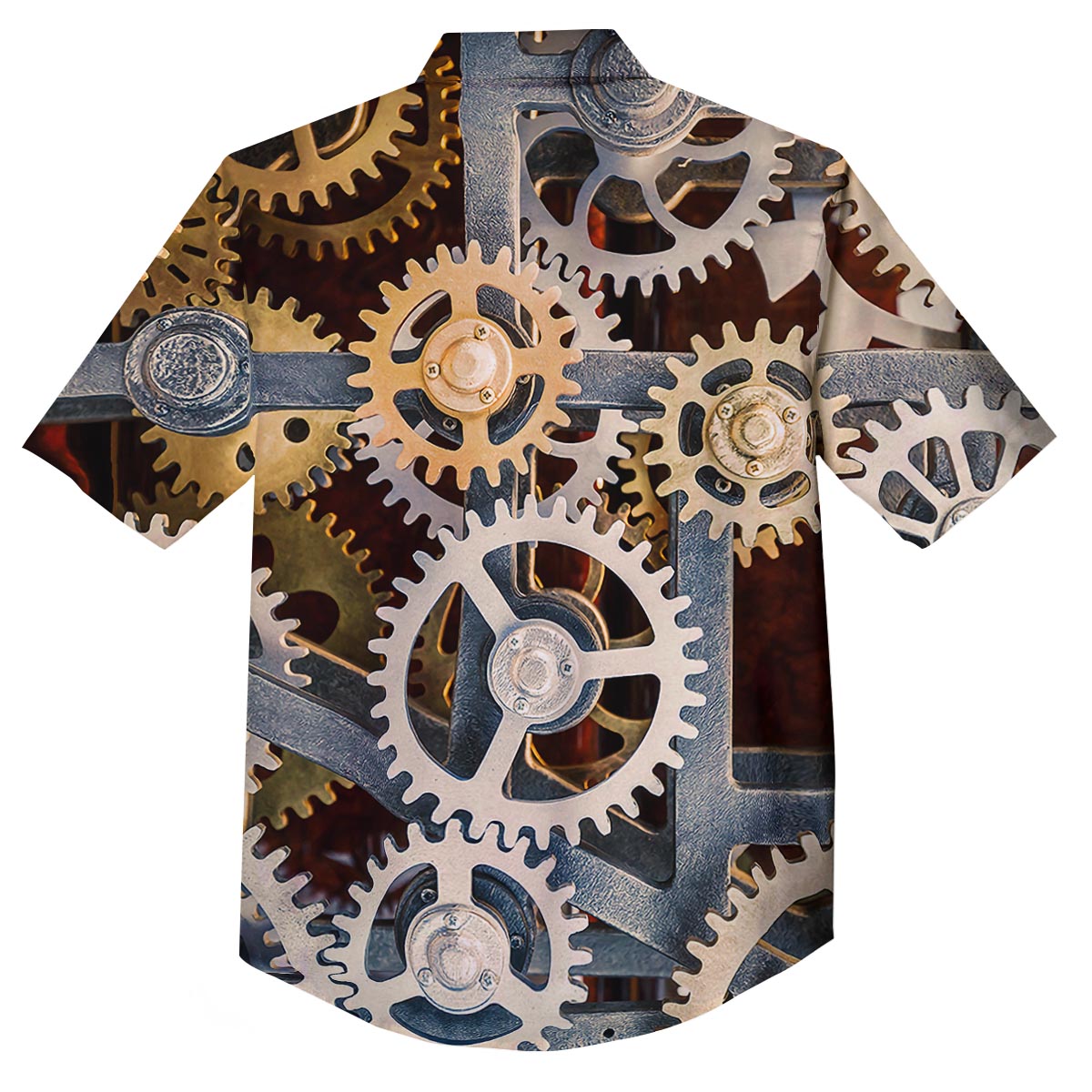 Cogs And Steampunk Gears Print Button Up Shirt-grizzshop