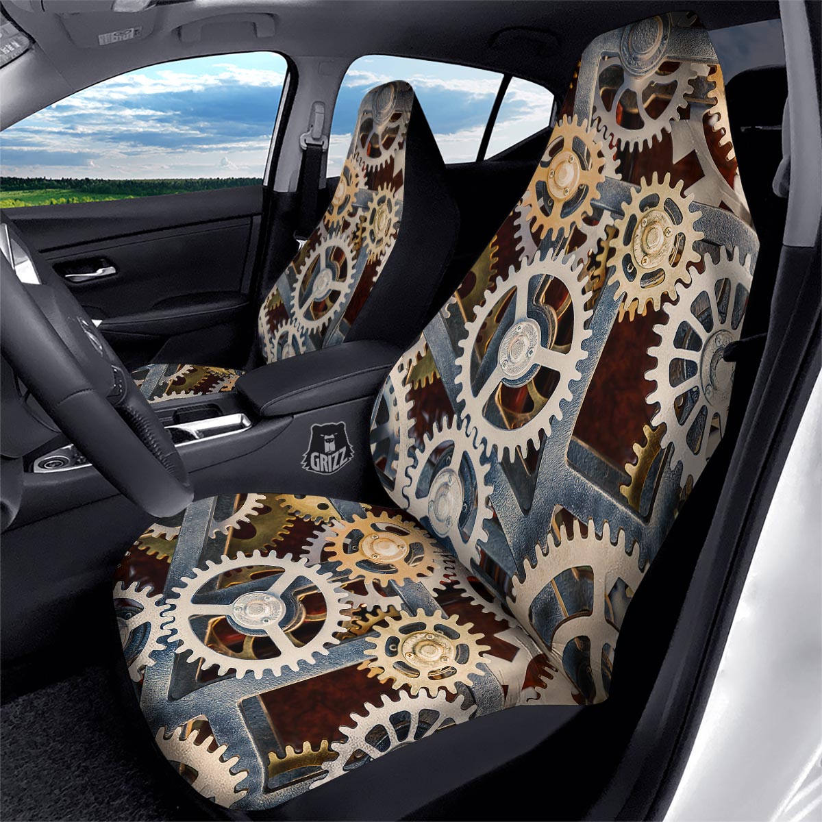 Cogs And Steampunk Gears Print Car Seat Covers-grizzshop