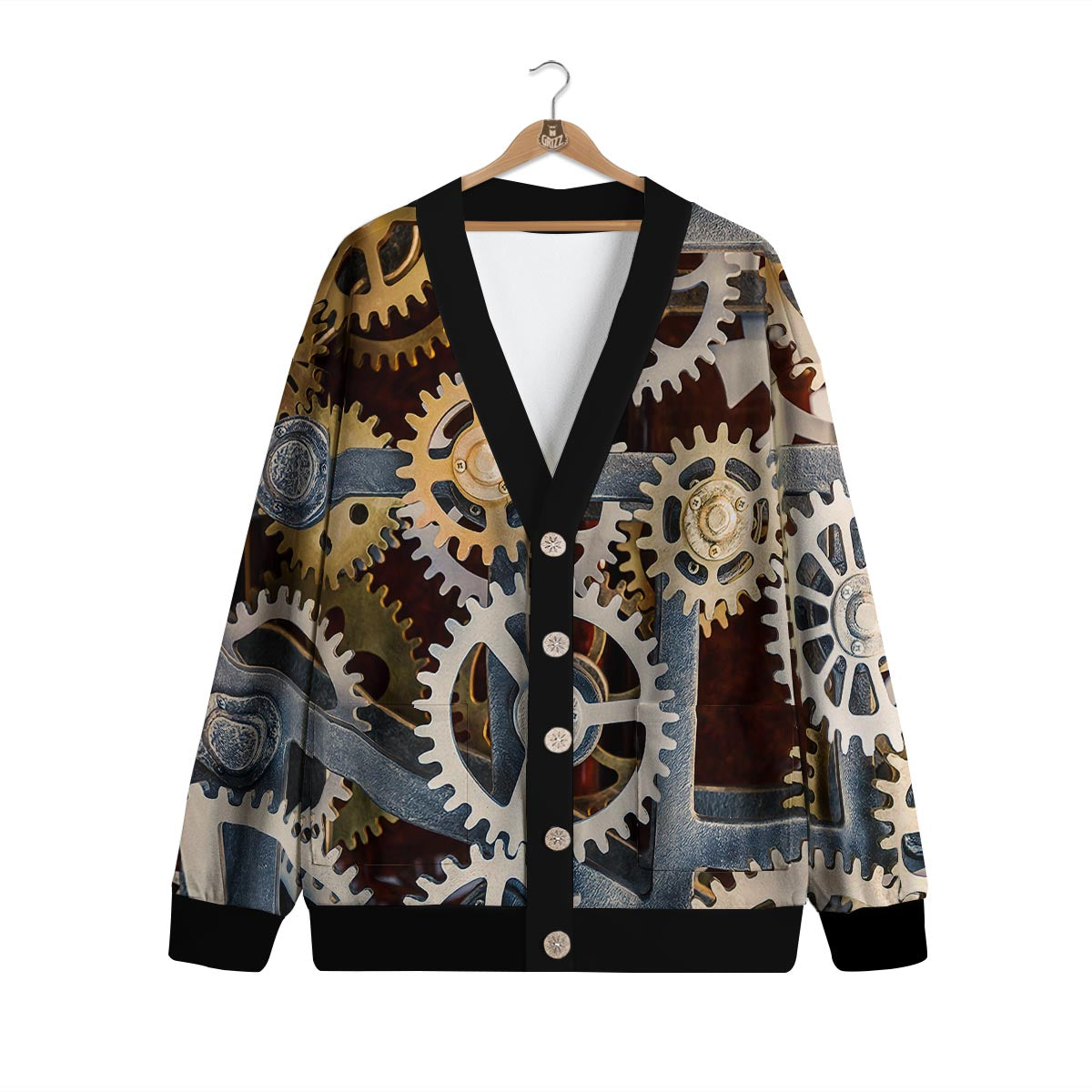 Cogs And Steampunk Gears Print Cardigan-grizzshop