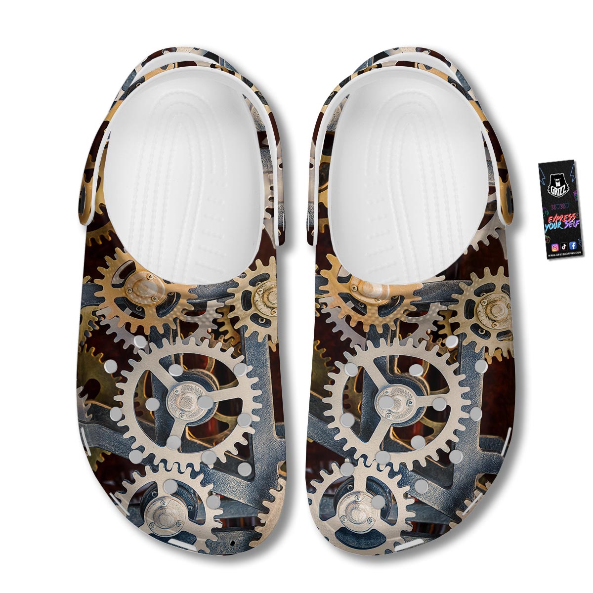 Cogs And Steampunk Gears Print Clog-grizzshop