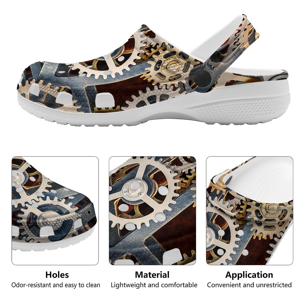 Cogs And Steampunk Gears Print Clog-grizzshop