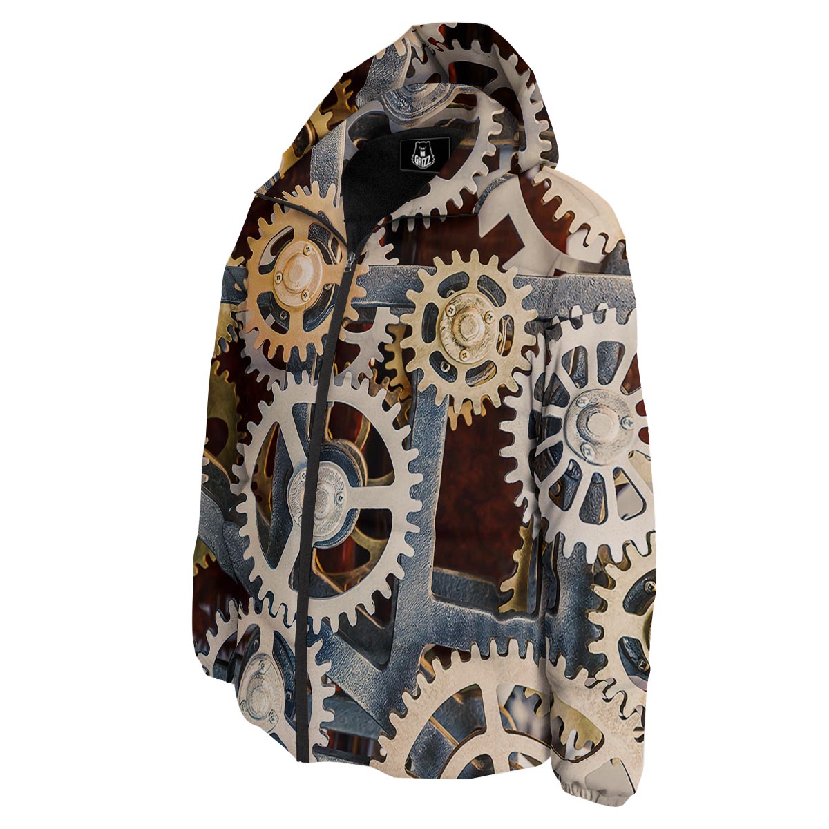 Cogs And Steampunk Gears Print Down Jacket-grizzshop