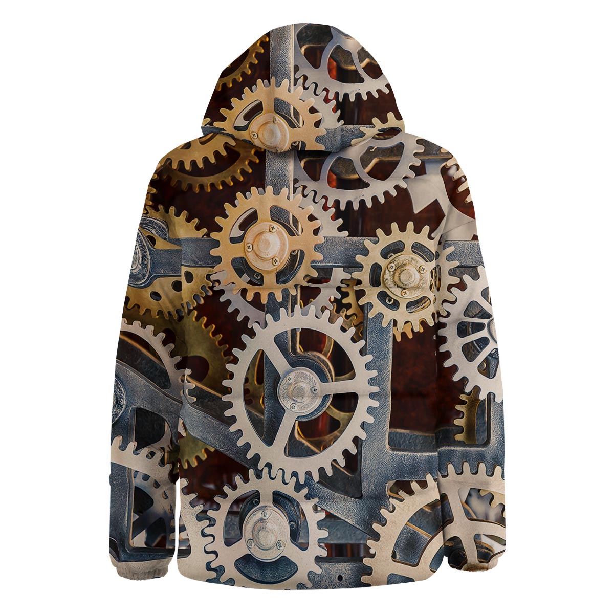 Cogs And Steampunk Gears Print Down Jacket-grizzshop