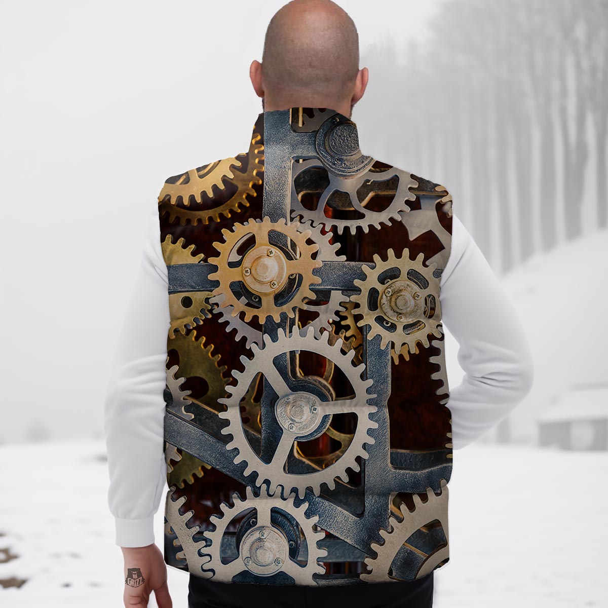 Cogs And Steampunk Gears Print Down Vest