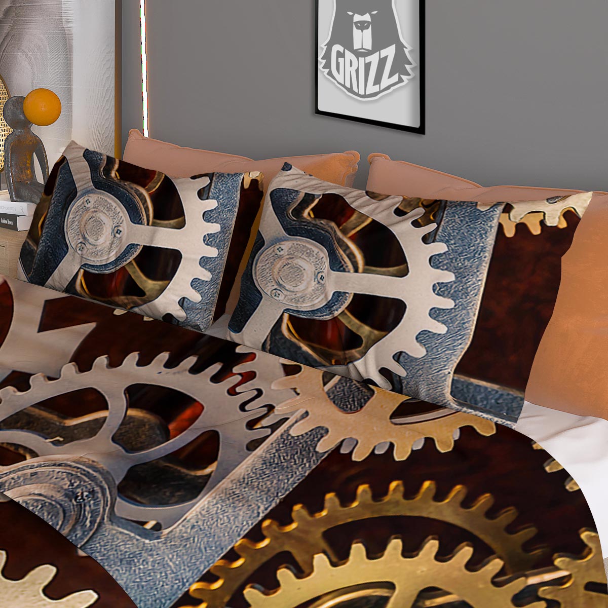 Cogs And Steampunk Gears Print Duvet Cover Bedding Set