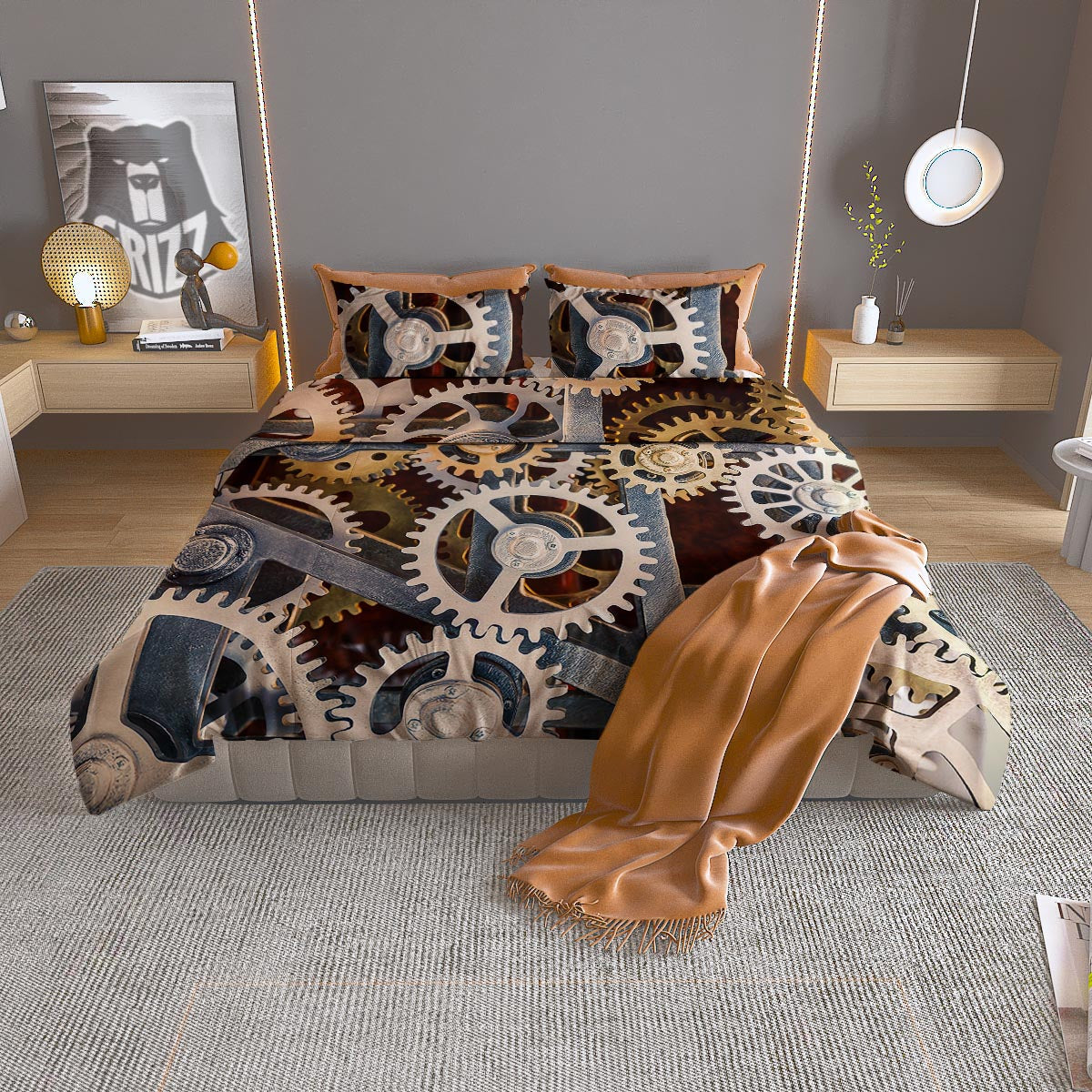 Cogs And Steampunk Gears Print Duvet Cover Bedding Set