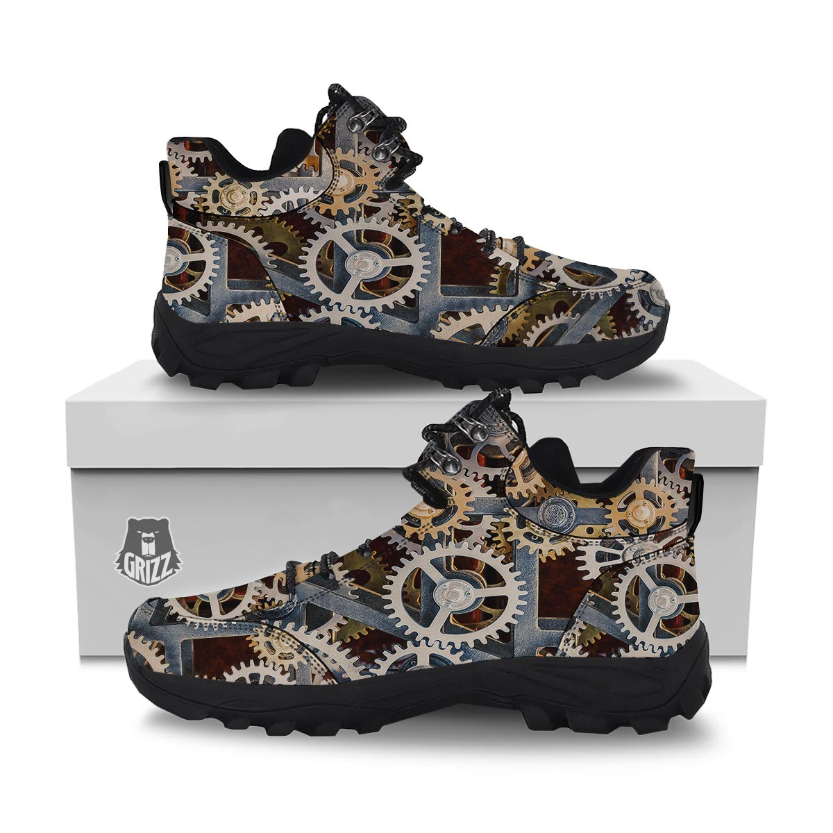Cogs And Steampunk Gears Print Hiking Shoes-grizzshop