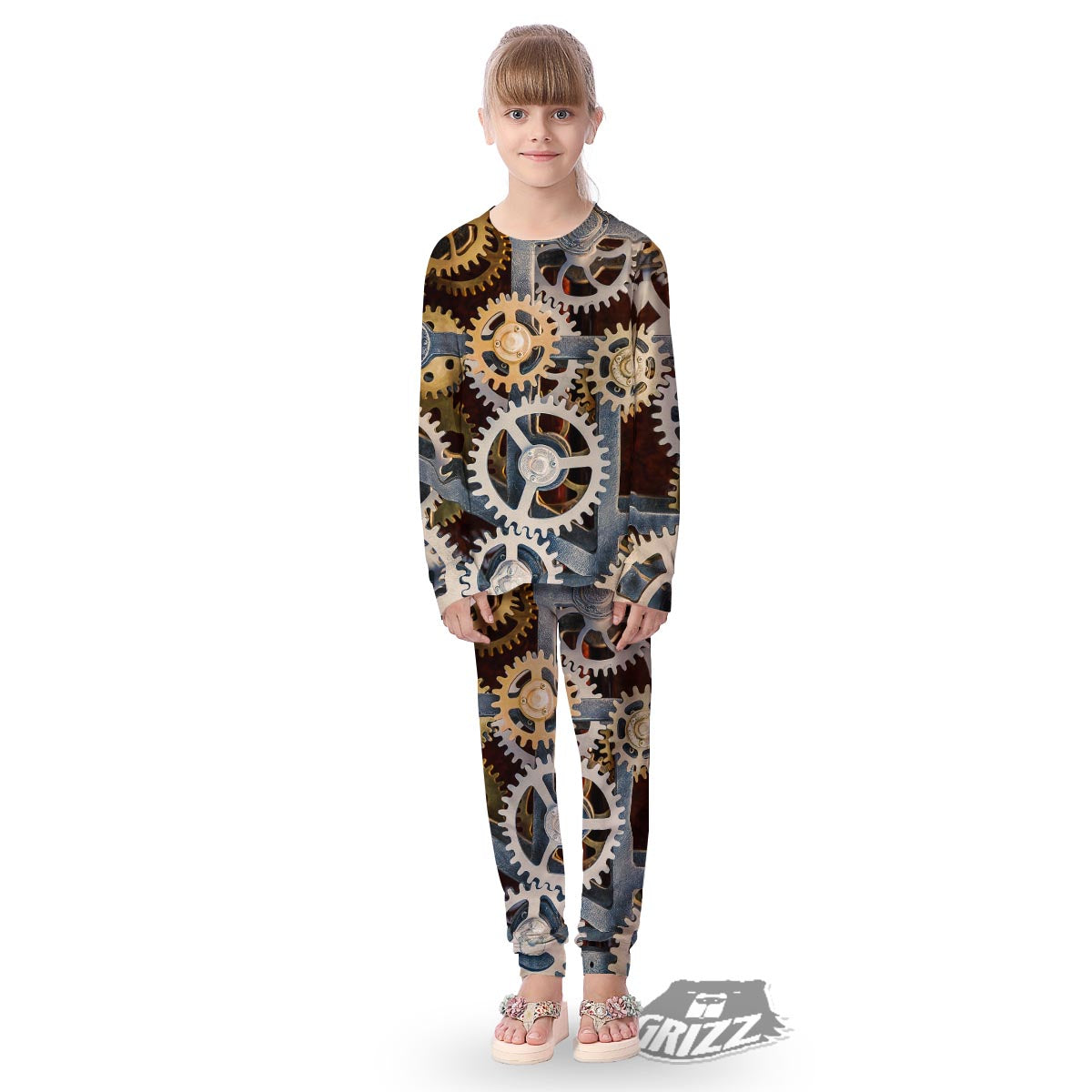 Cogs And Steampunk Gears Print Kid's Pajamas-grizzshop