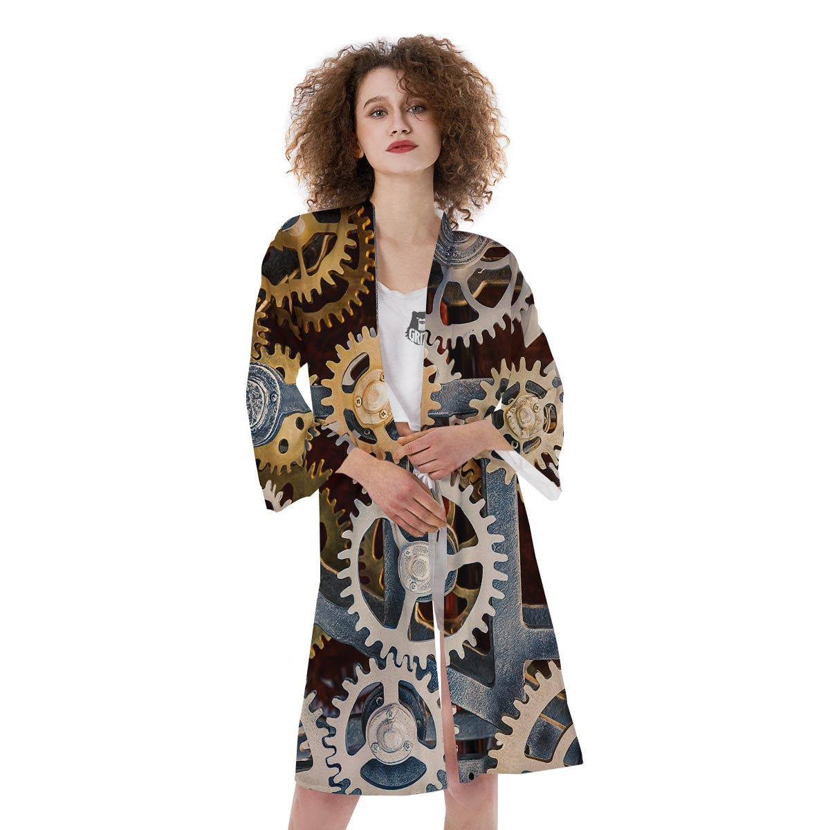 Cogs And Steampunk Gears Print Kimono-grizzshop