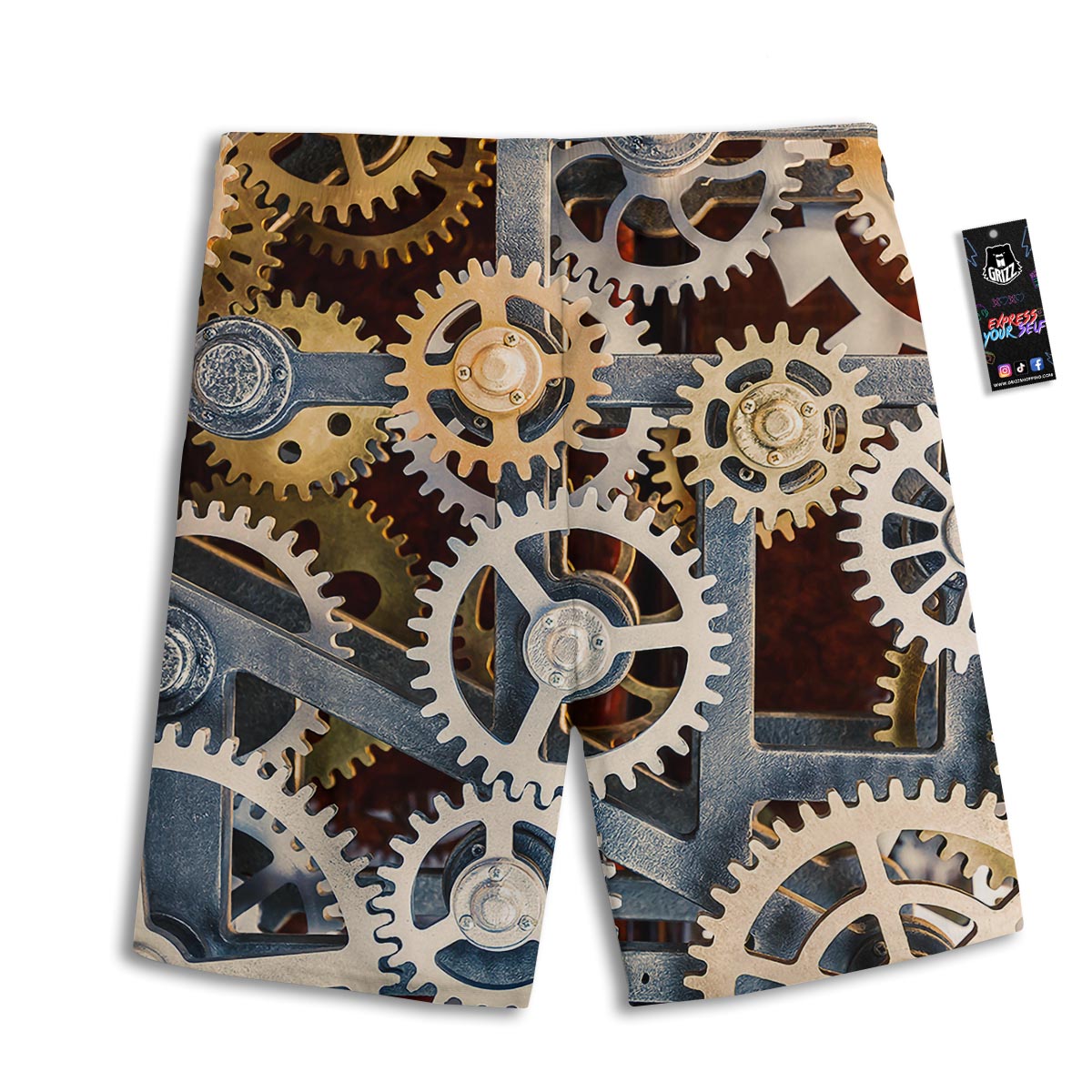 Cogs And Steampunk Gears Print Men's Athletic Shorts