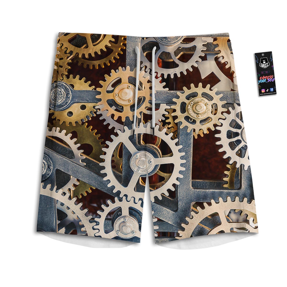 Cogs And Steampunk Gears Print Men's Athletic Shorts