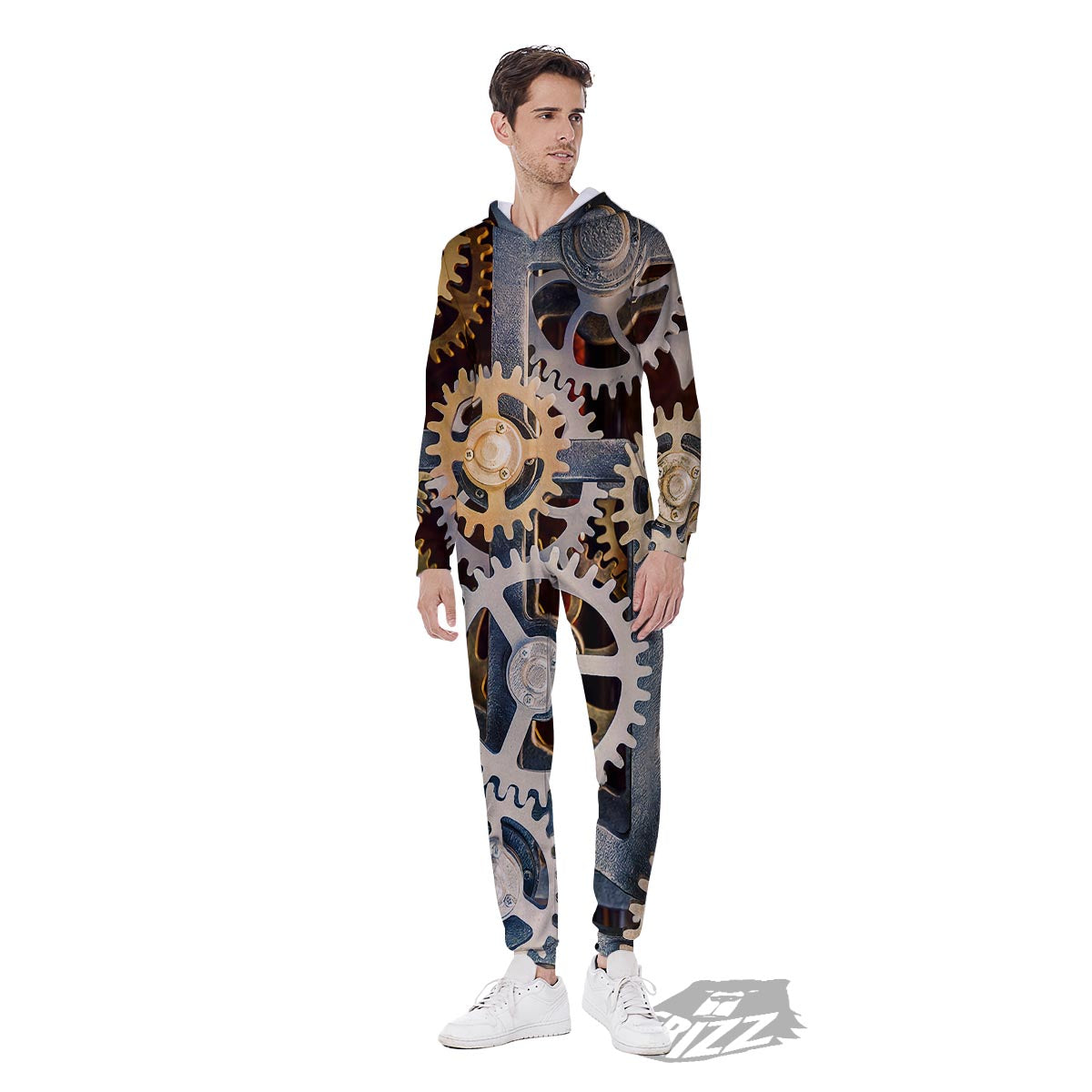 Cogs And Steampunk Gears Print Men's Jumpsuit-grizzshop