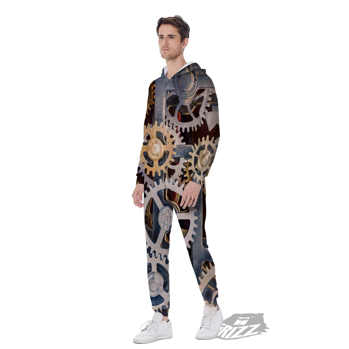 Cogs And Steampunk Gears Print Men's Jumpsuit-grizzshop