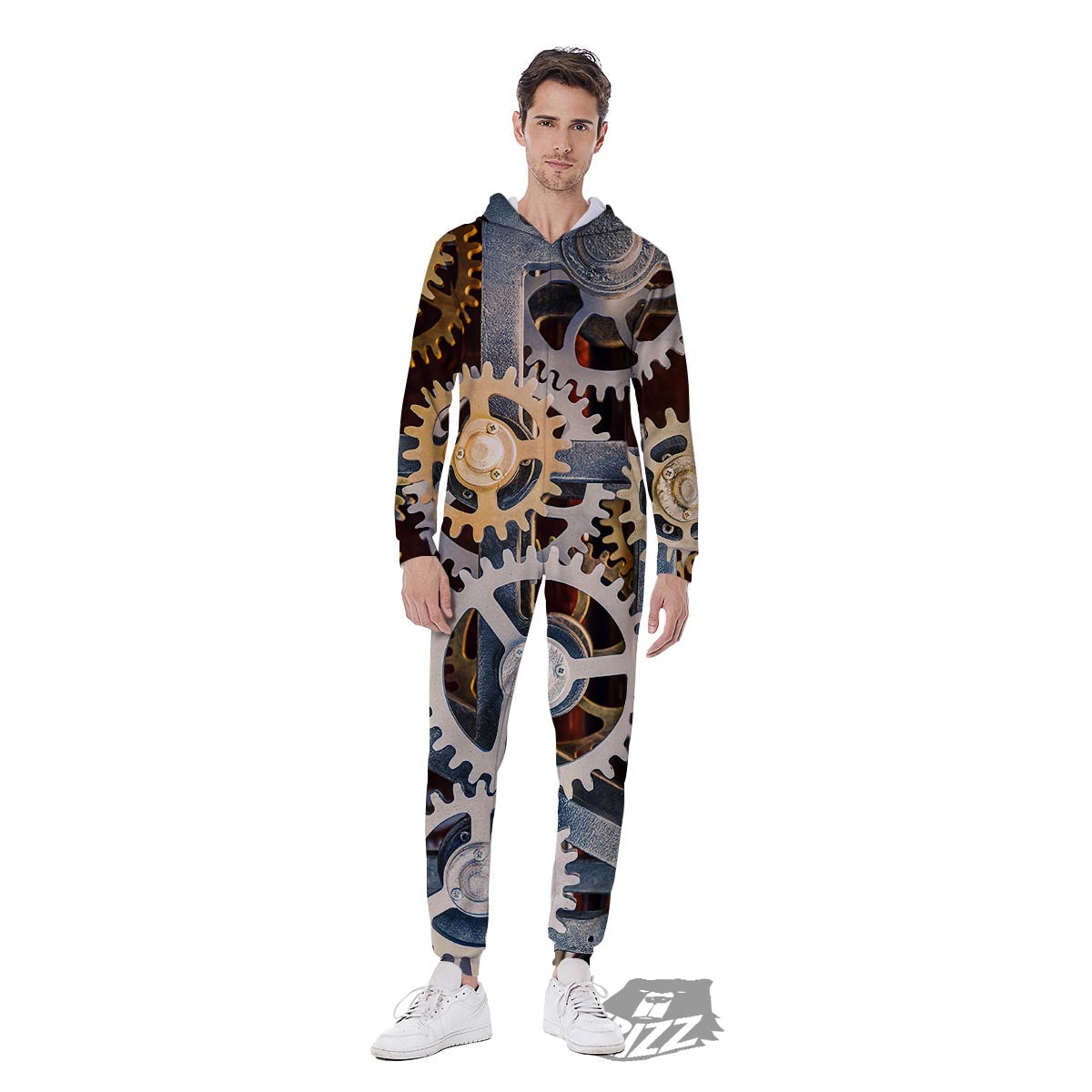 Cogs And Steampunk Gears Print Men's Jumpsuit-grizzshop