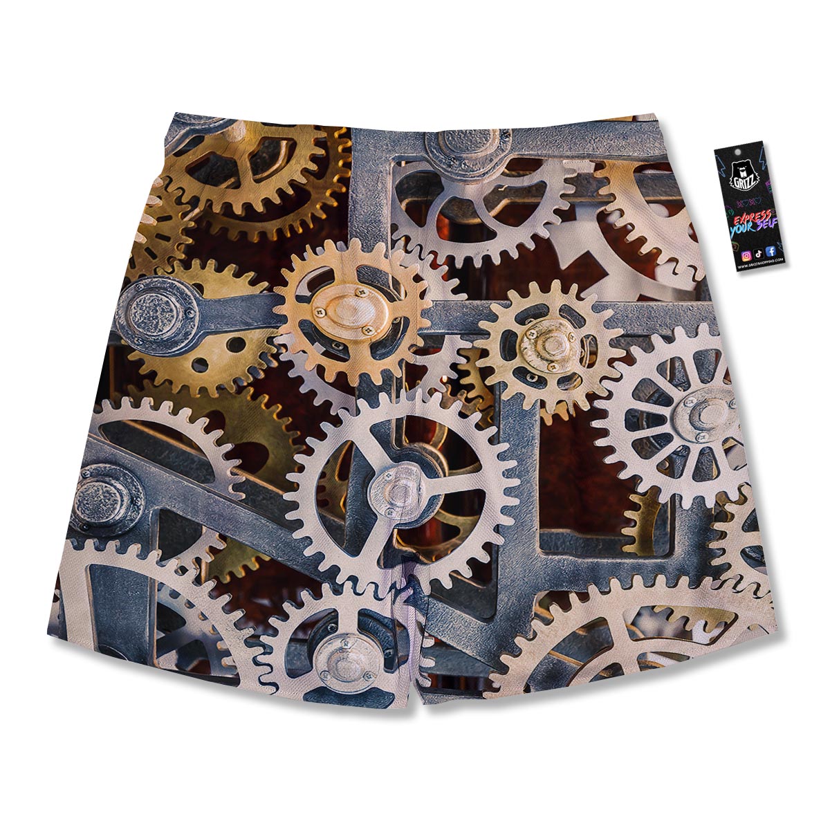 Cogs And Steampunk Gears Print Men's Running Shorts-grizzshop
