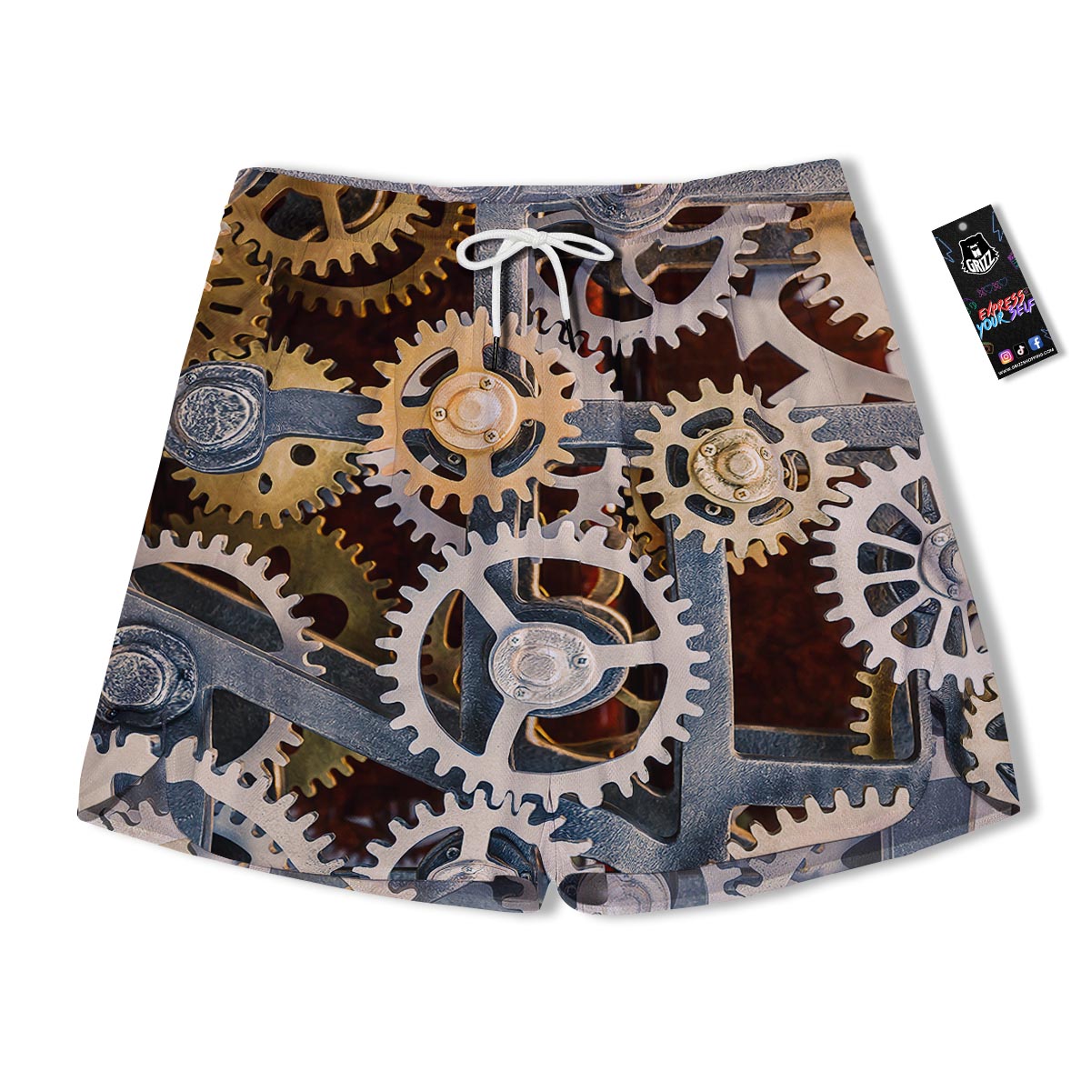 Cogs And Steampunk Gears Print Men's Running Shorts-grizzshop