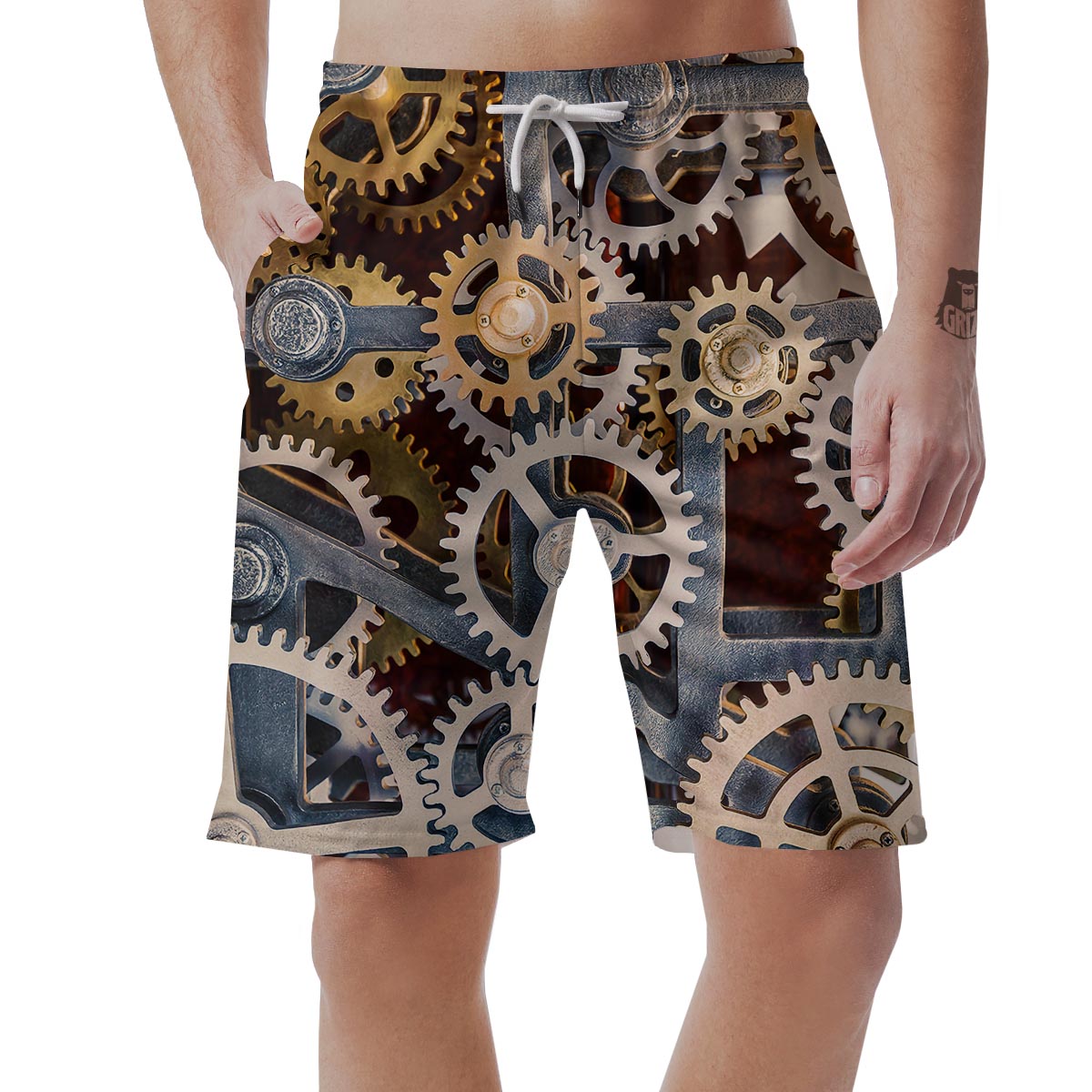 Cogs And Steampunk Gears Print Men's Shorts-grizzshop