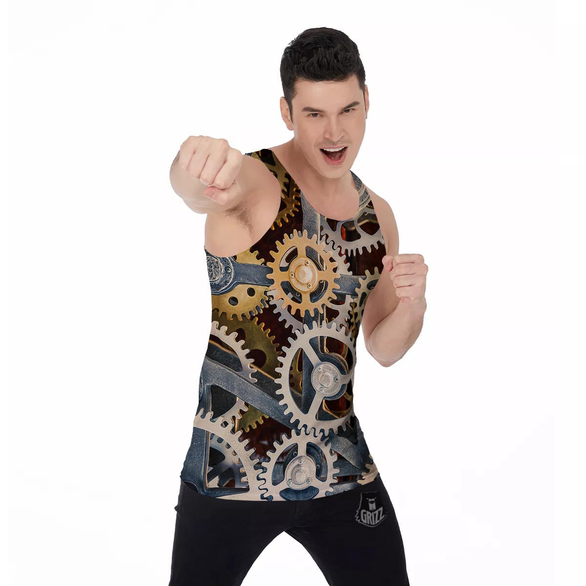 Cogs And Steampunk Gears Print Men's Tank Top-grizzshop