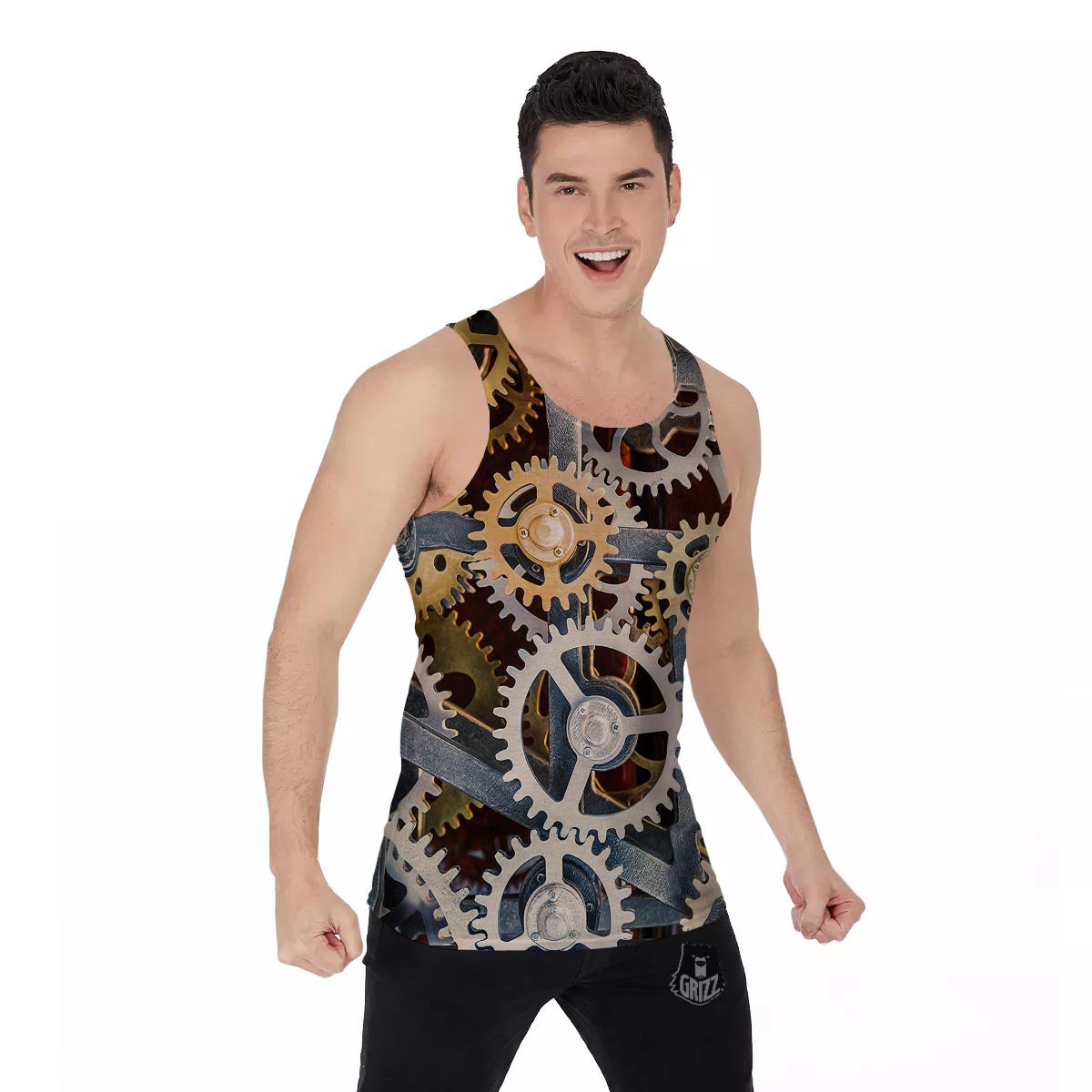 Cogs And Steampunk Gears Print Men's Tank Top-grizzshop