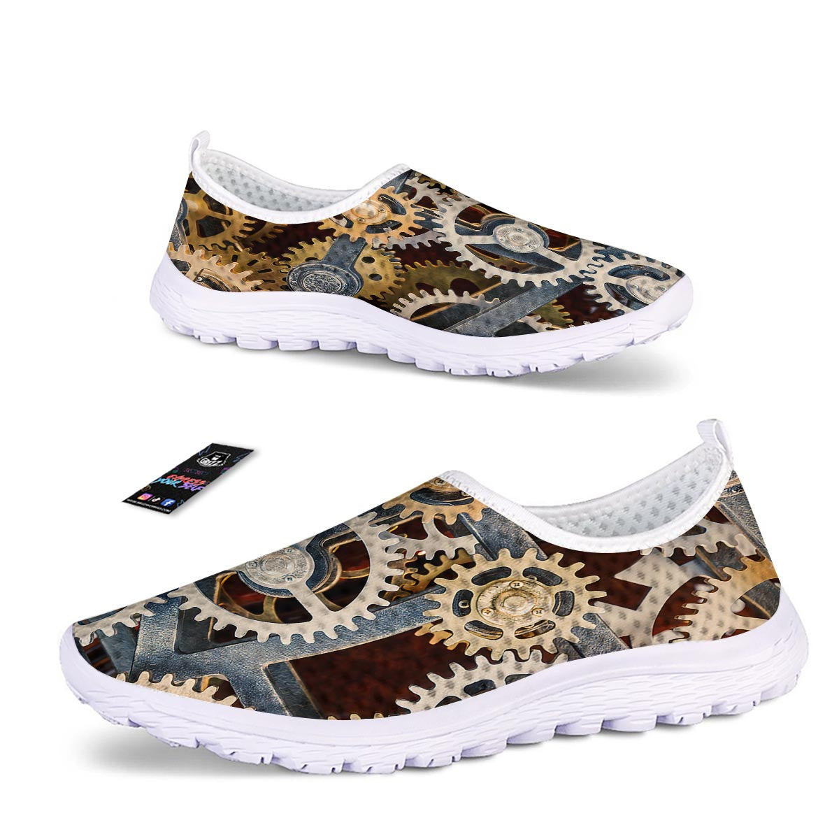 Cogs And Steampunk Gears Print Nurse Shoes-grizzshop