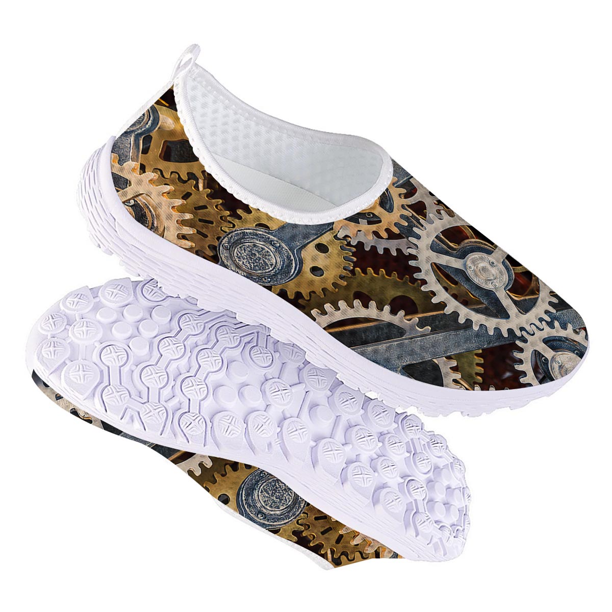 Cogs And Steampunk Gears Print Nurse Shoes-grizzshop
