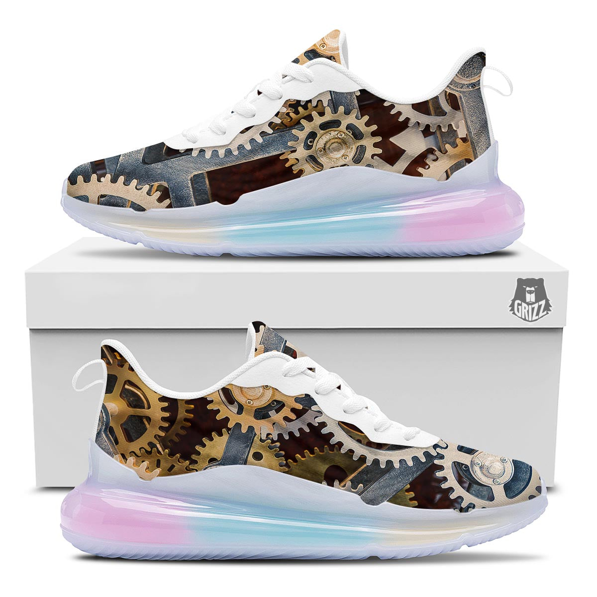 Cogs And Steampunk Gears Print Running Sneakers-grizzshop