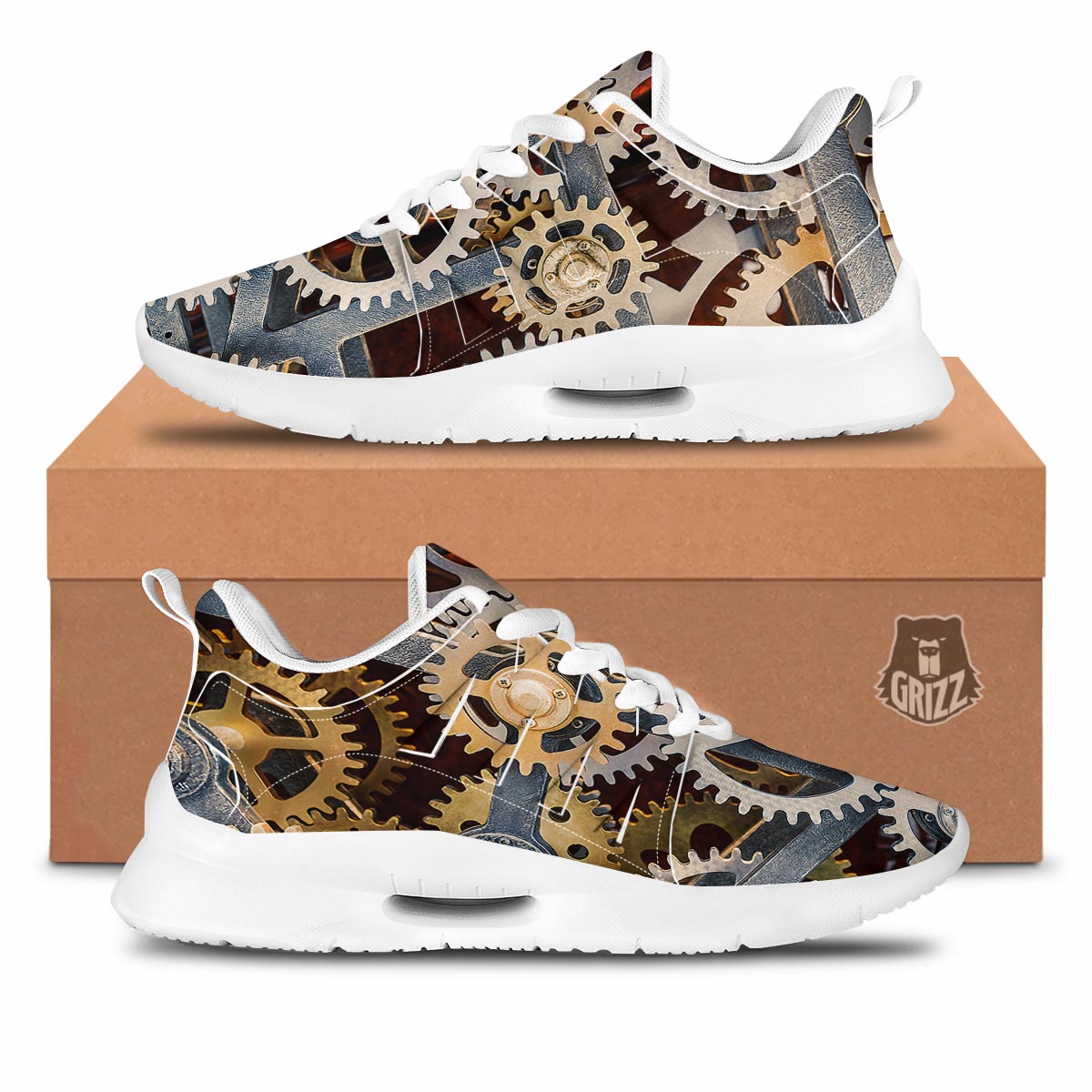Cogs And Steampunk Gears Print Tennis Shoes-grizzshop