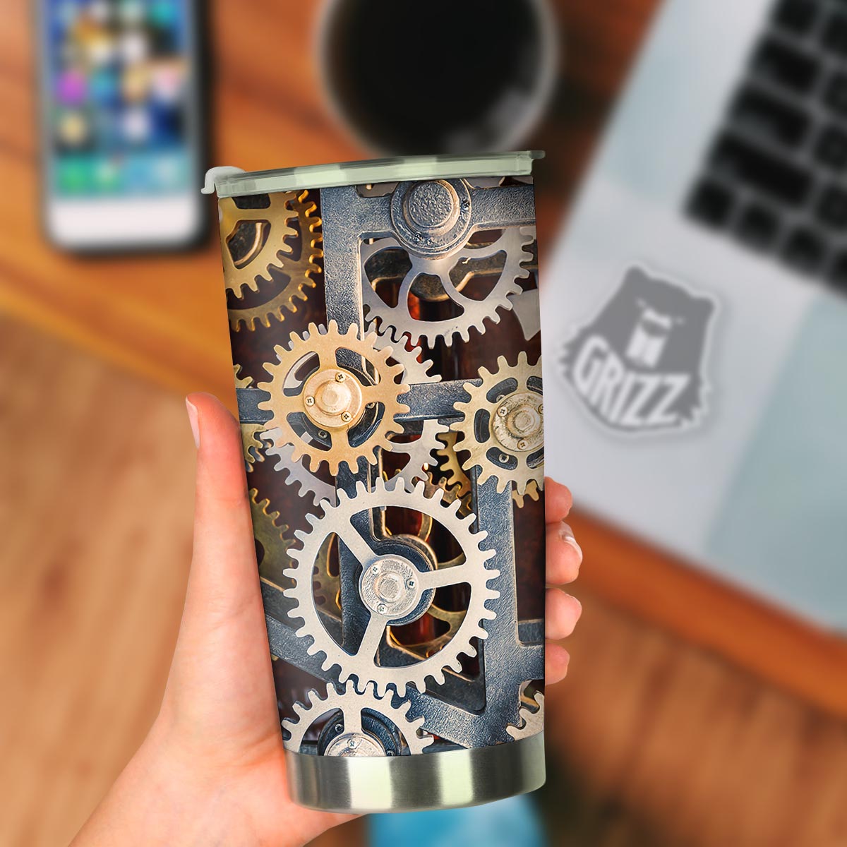 Cogs And Steampunk Gears Print Tumbler-grizzshop
