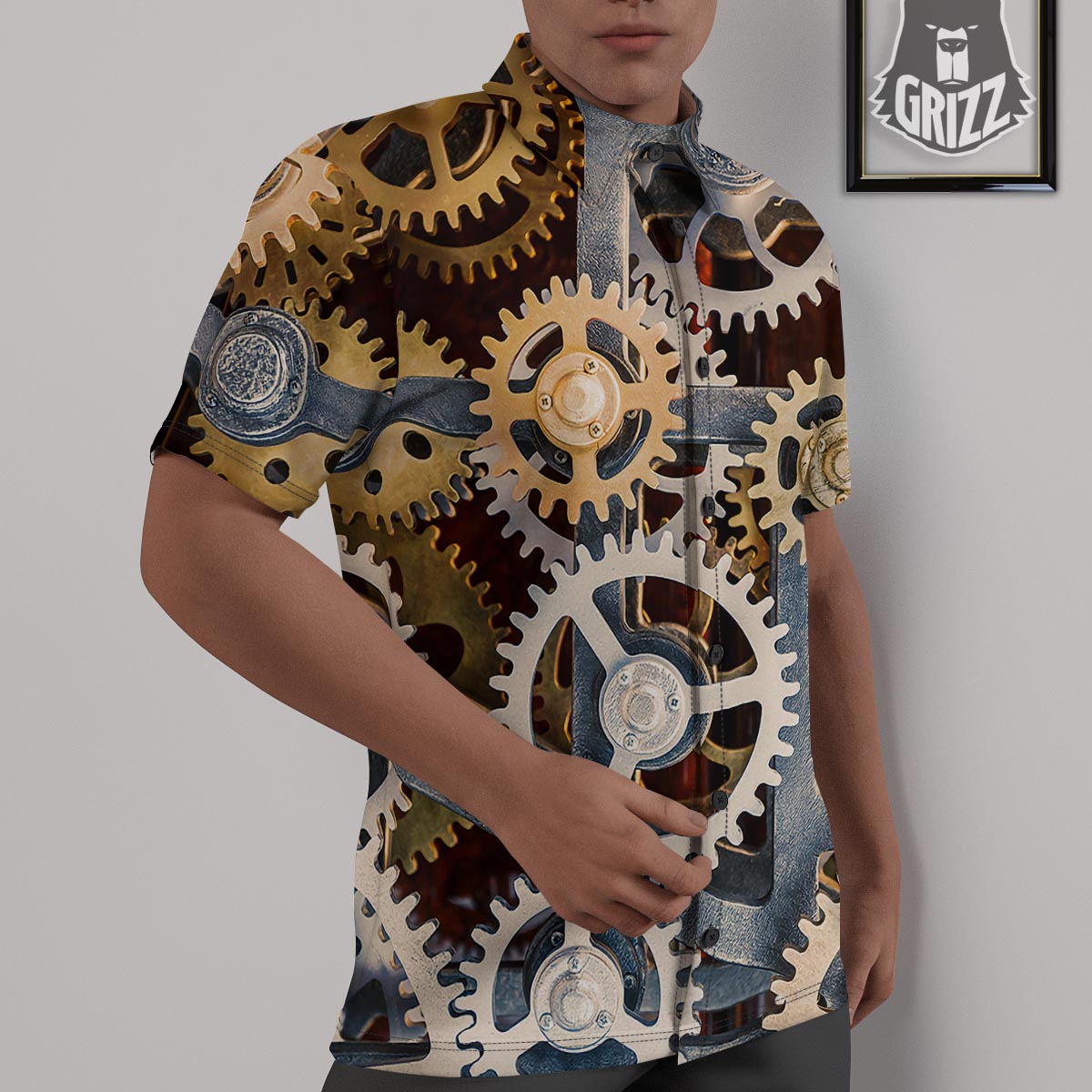 Cogs And Steampunk Gears Print Untucked Shirts-grizzshop