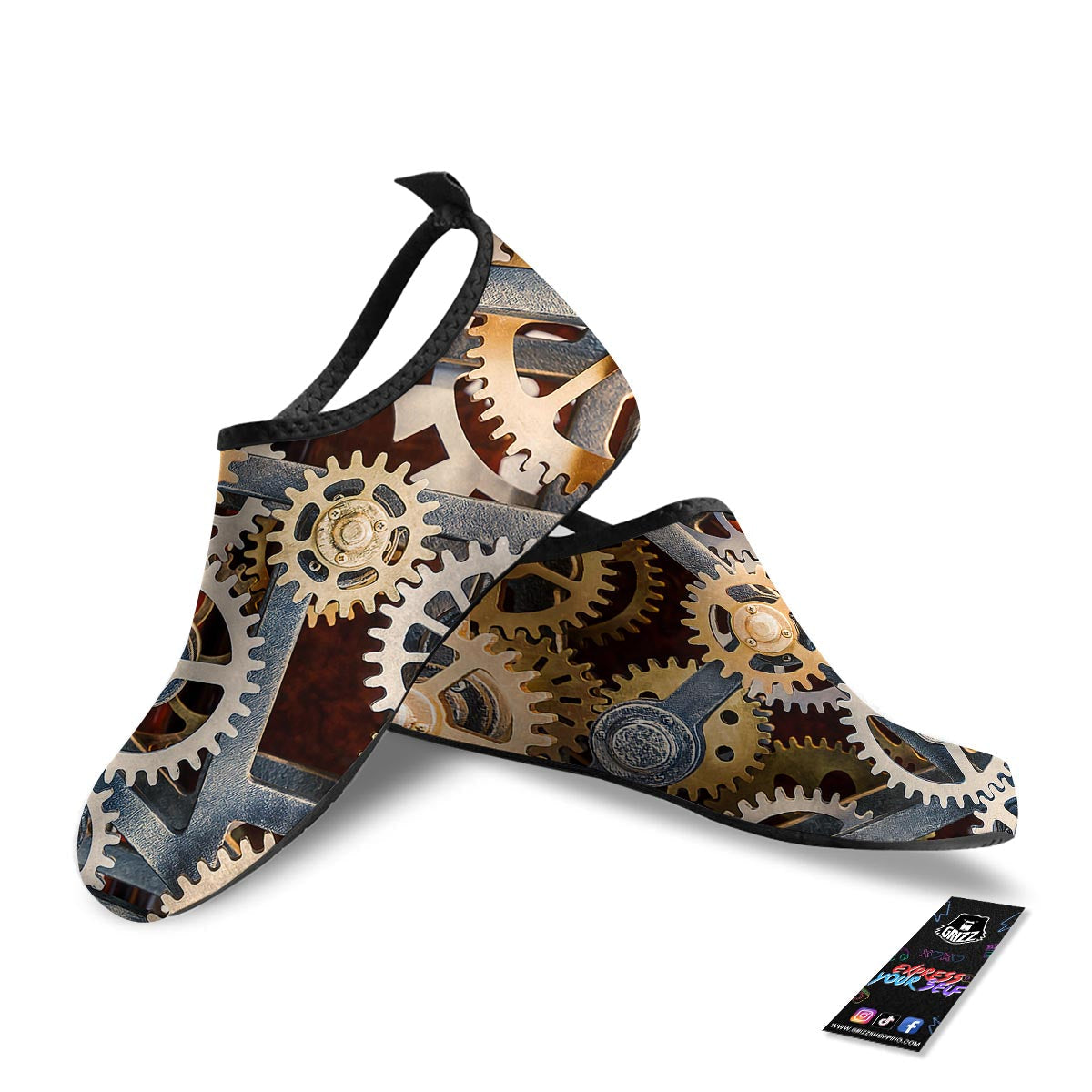 Cogs And Steampunk Gears Print Water Shoes-grizzshop