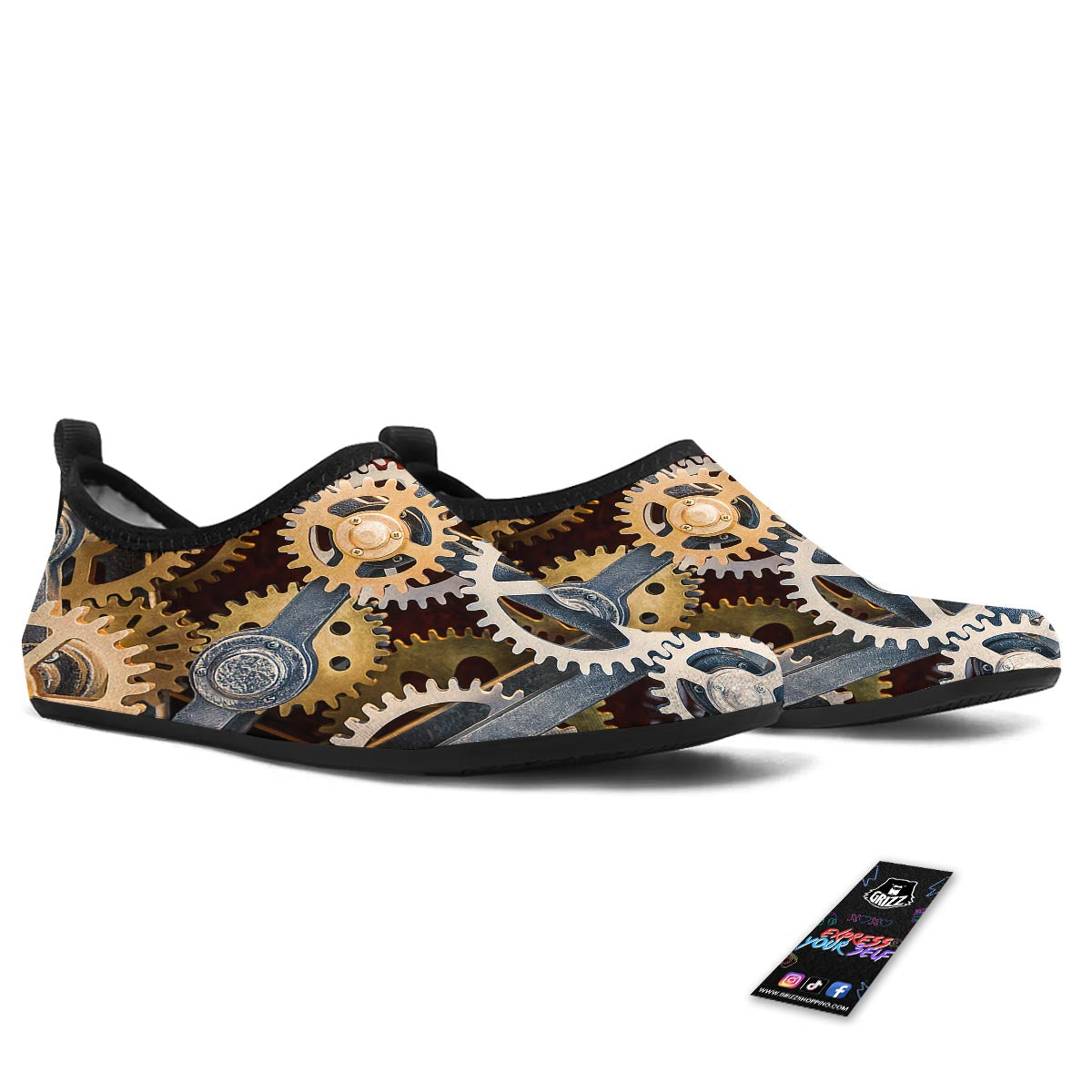 Cogs And Steampunk Gears Print Water Shoes-grizzshop