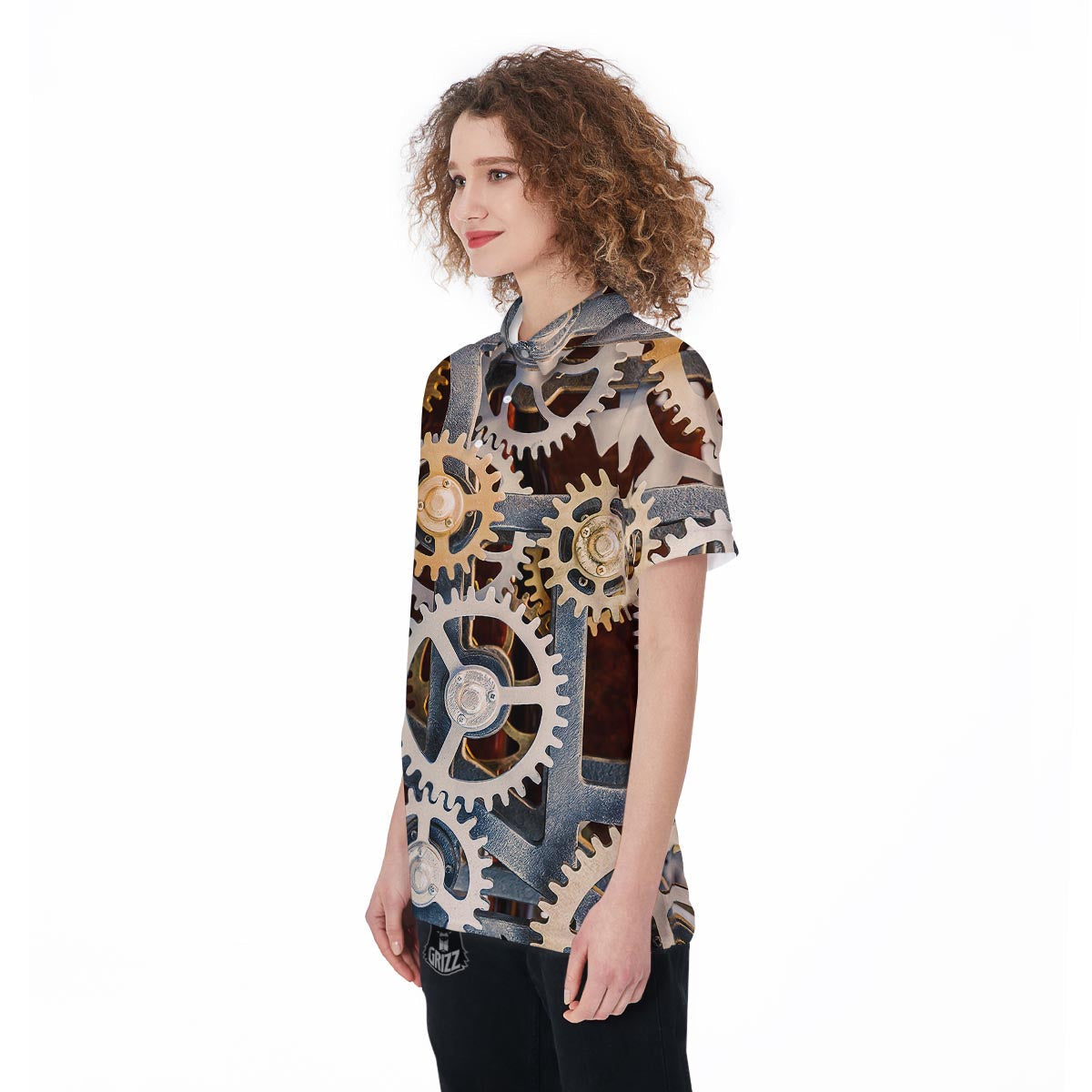 Cogs And Steampunk Gears Print Women's Golf Shirts-grizzshop